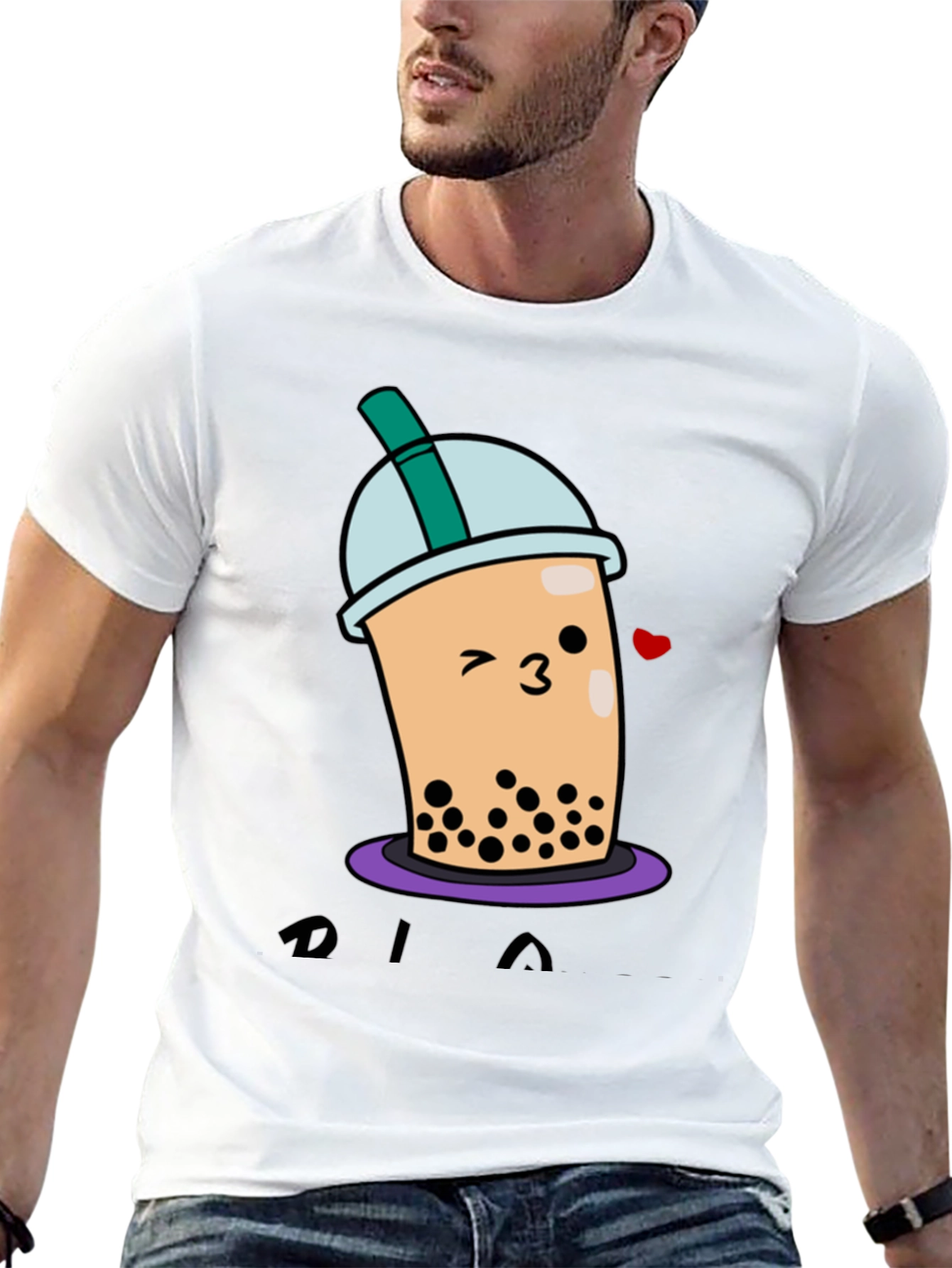 Cute Bubble Tea Graphic T-Shirt - Unisex Black Tee