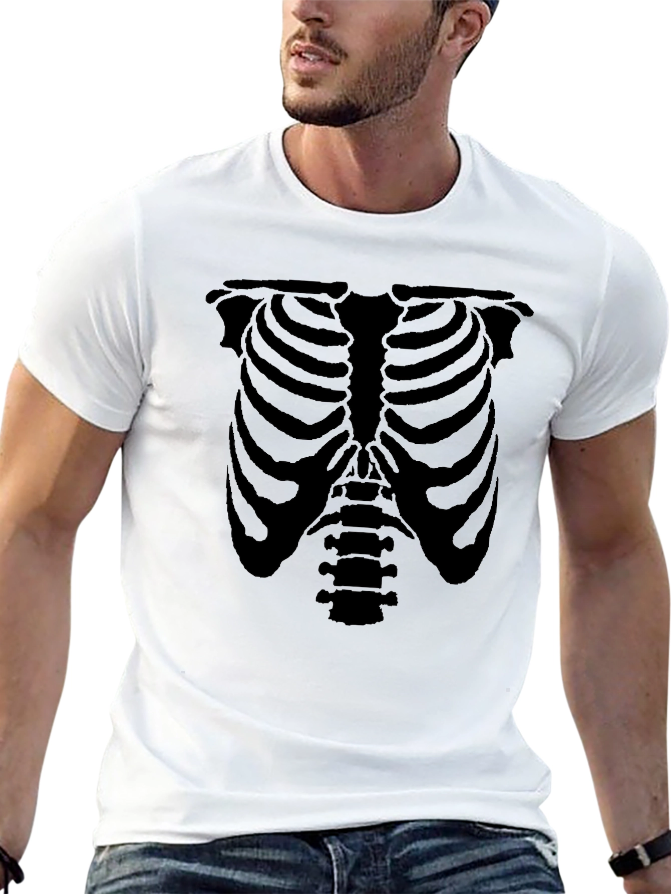 Skeleton Rib Cage Graphic Tee - Halloween Ready
