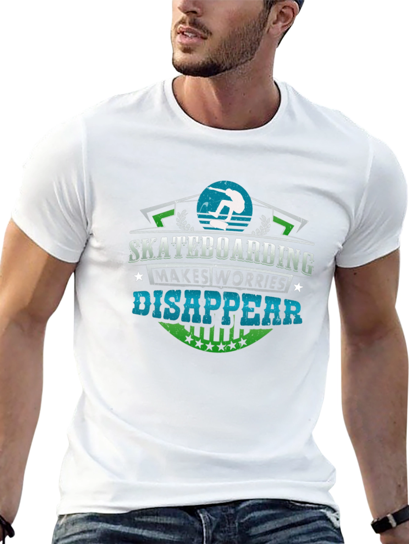 Skateboarding Makes Worries Disappear Graphic Tee