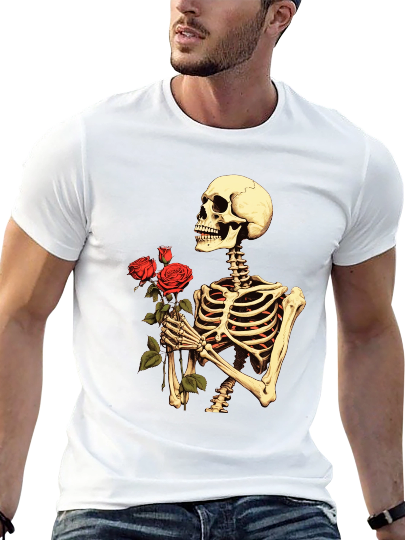 Skeleton Rose Graphic T-Shirt