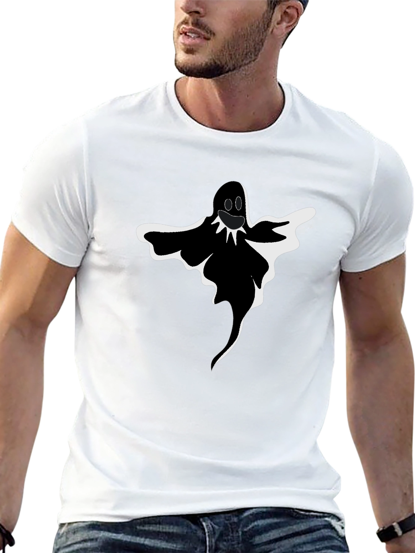 Spooky Ghost Graphic Tee - Halloween Style