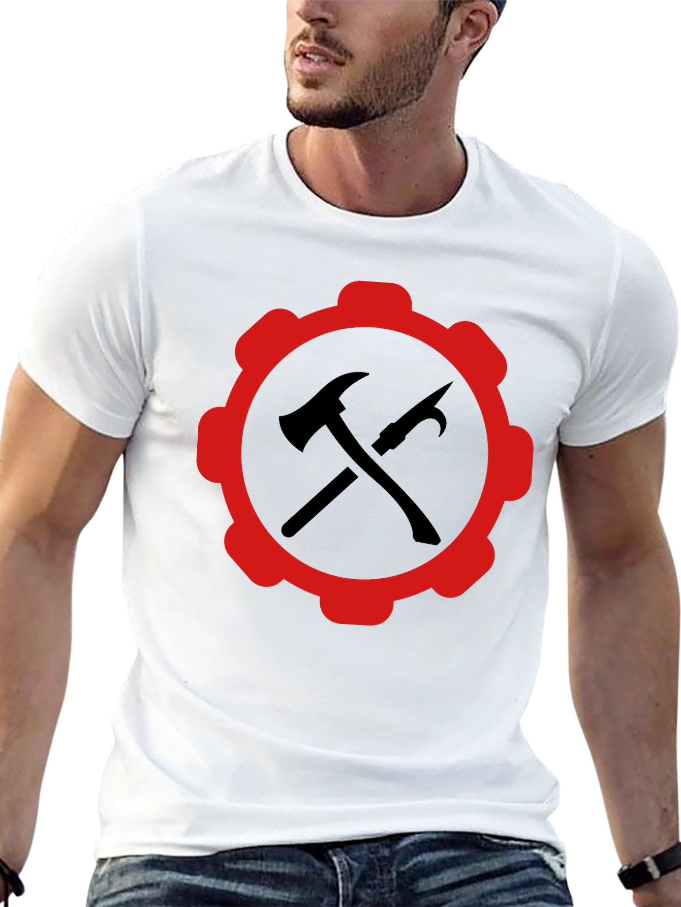 Red Gear Black Hammer Axe T-Shirt