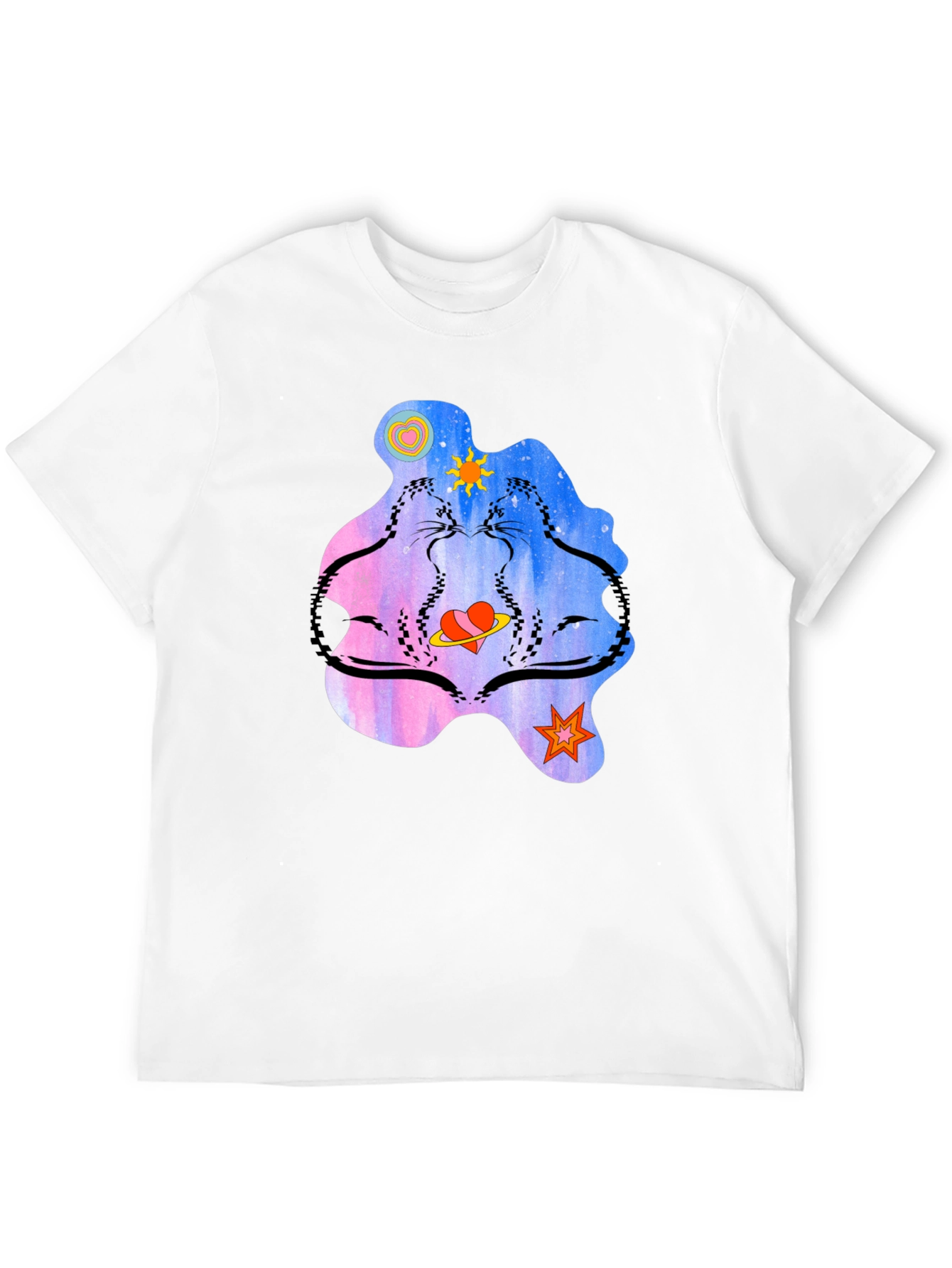 Cosmic Cats Graphic T-Shirt - Black