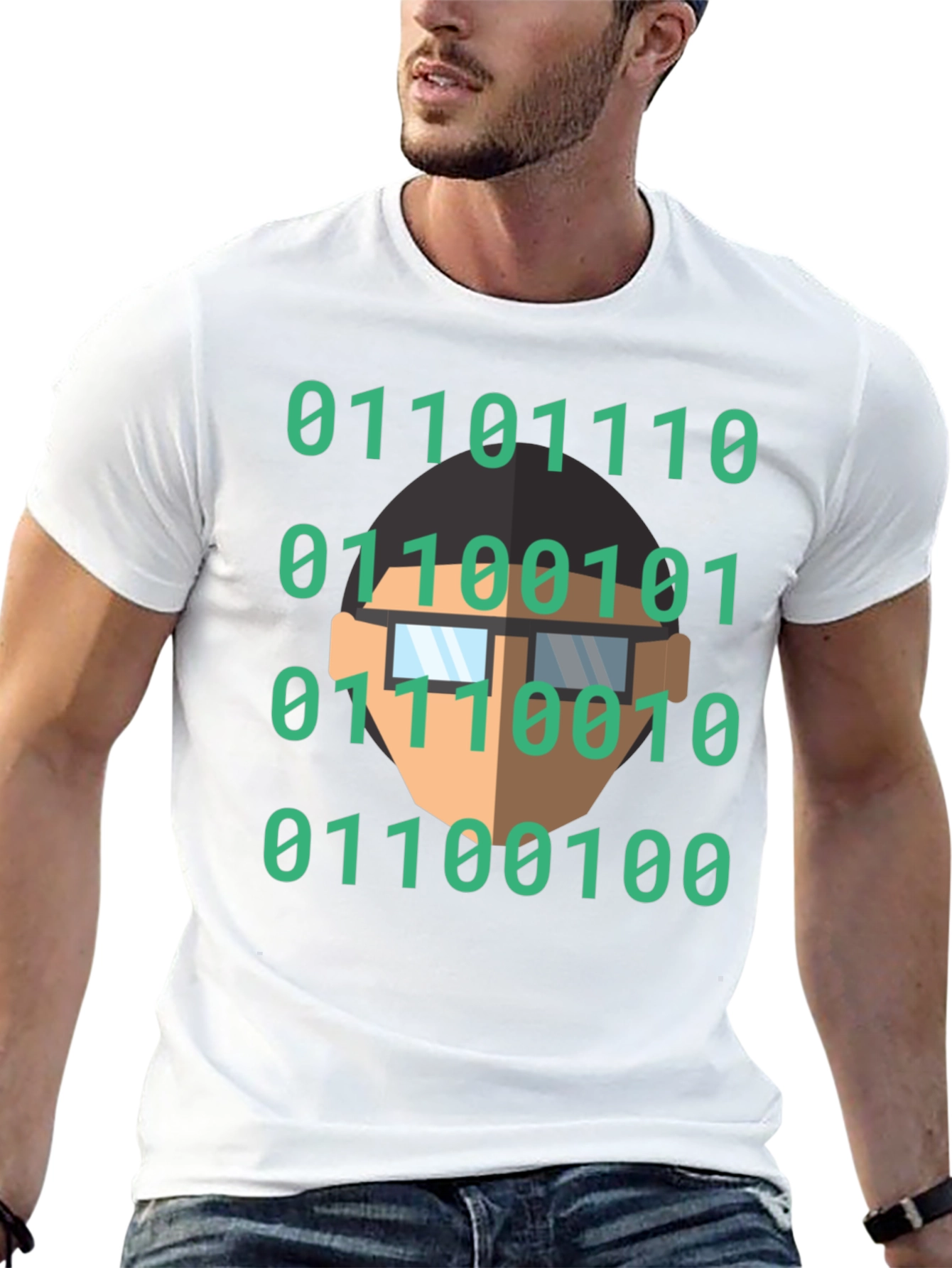 Binary Code Geek T-Shirt - Black Cotton Programmer Tee
