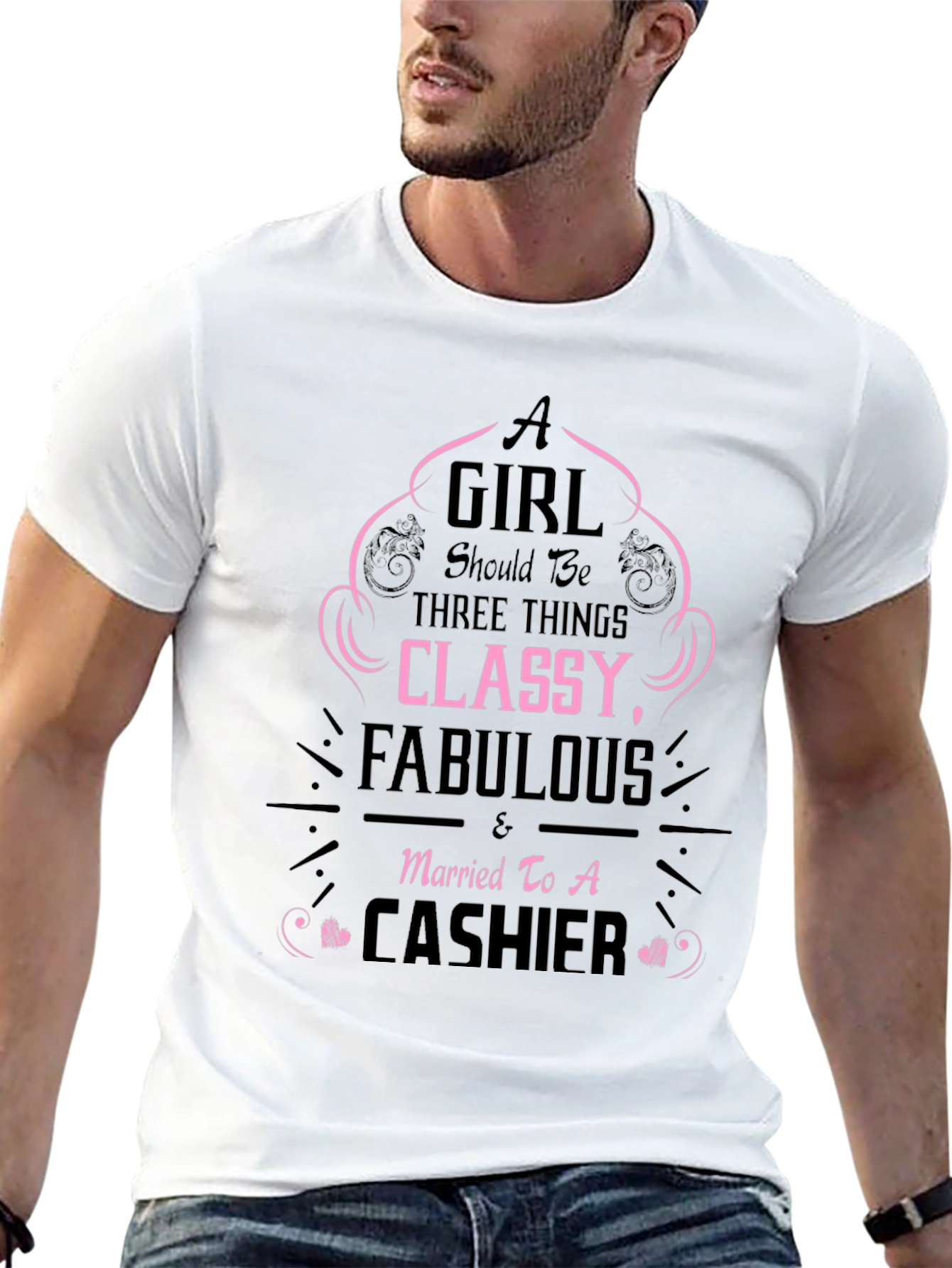 Classy Cashier Tee - Black Graphic T-Shirt