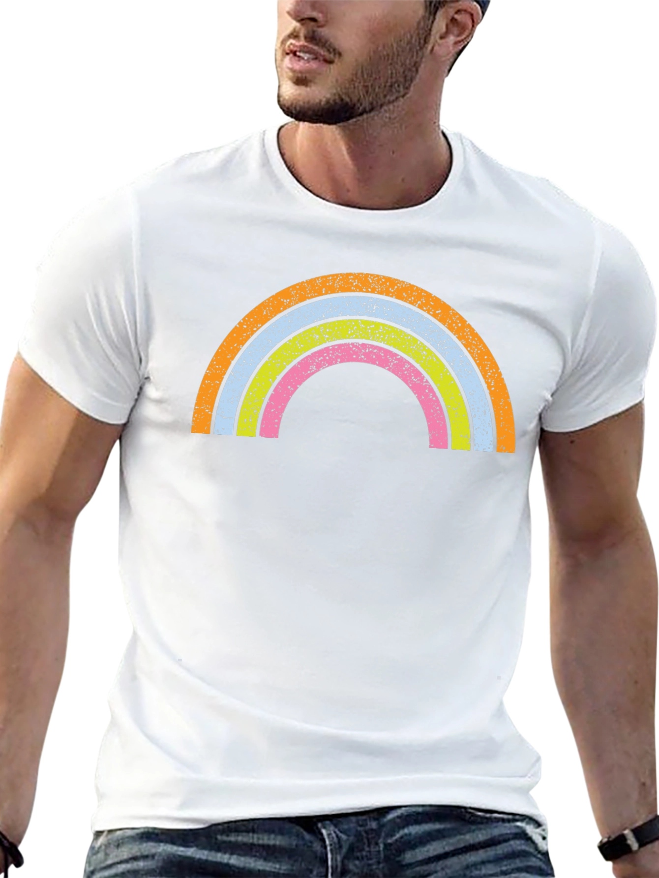 Retro Rainbow Graphic Tee - Soft Cotton Blend
