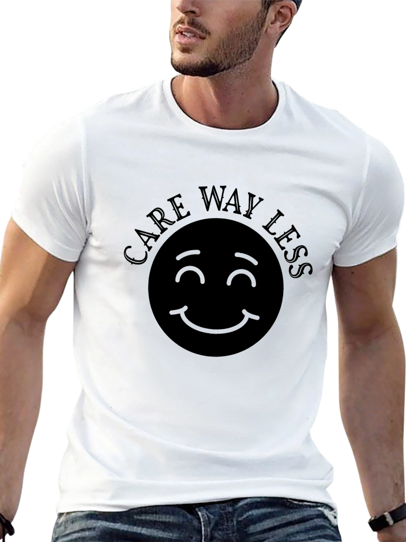 Care Way Less Graphic Black T-Shirt