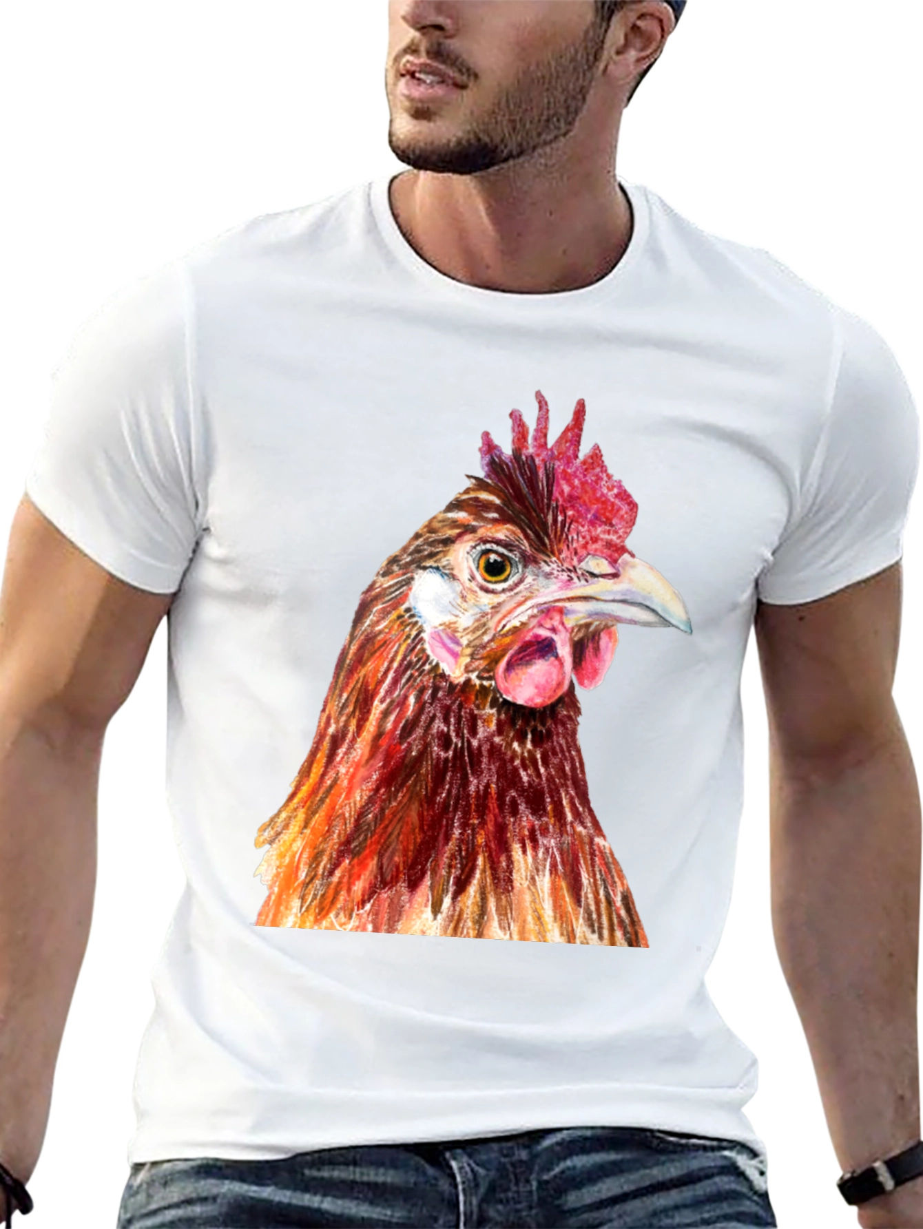 Chicken Graphic Tee - Black Cotton T-Shirt