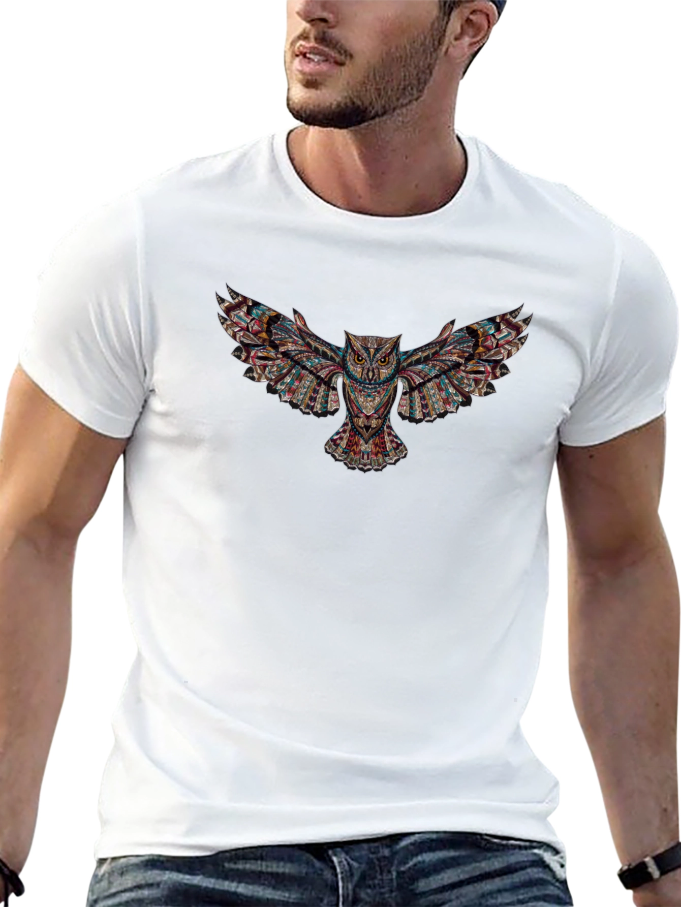 Aztec Owl Graphic Black T-Shirt