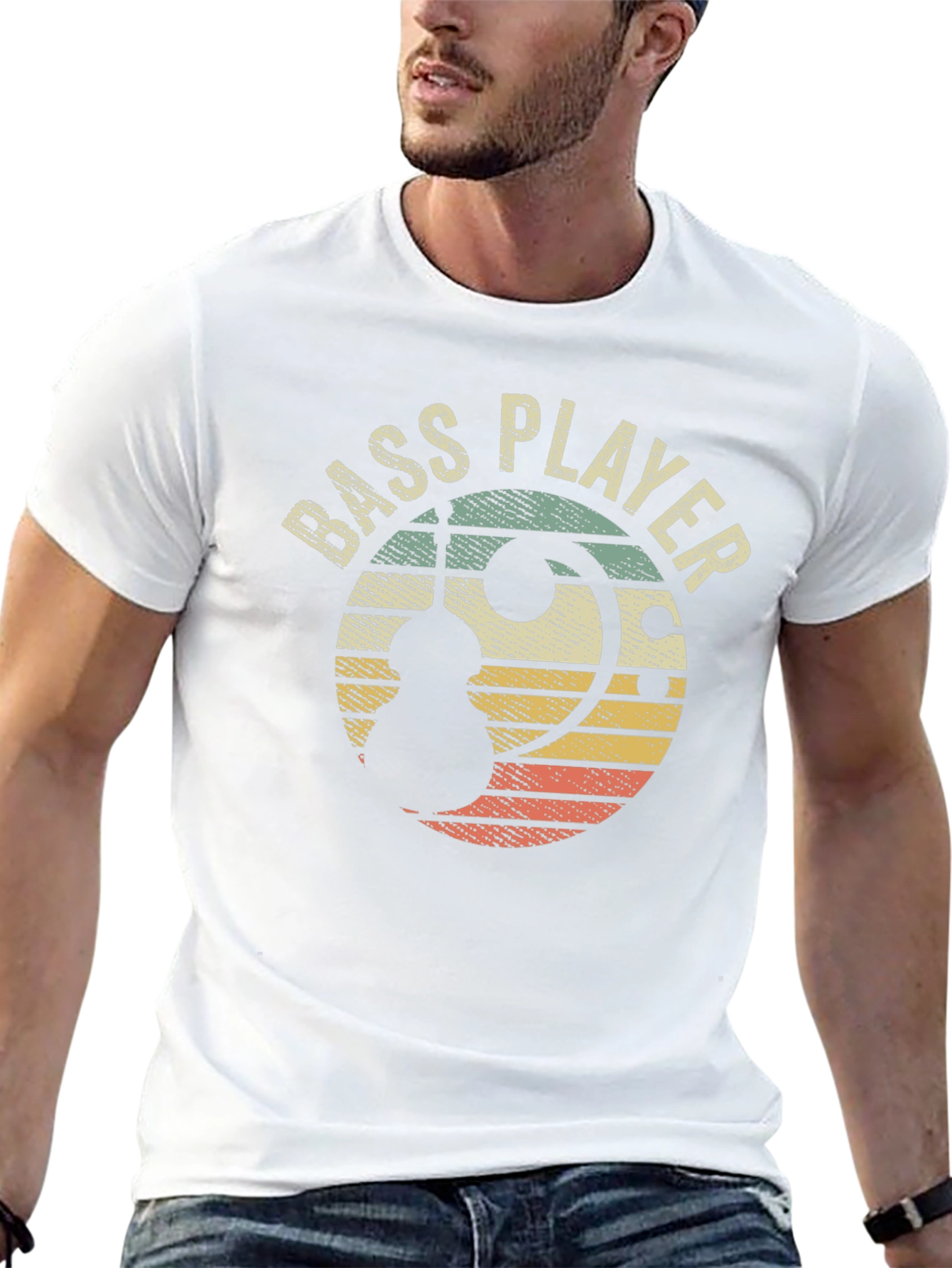 Bass Player Retro Sunset Graphic Tee - Musician T-Shirt