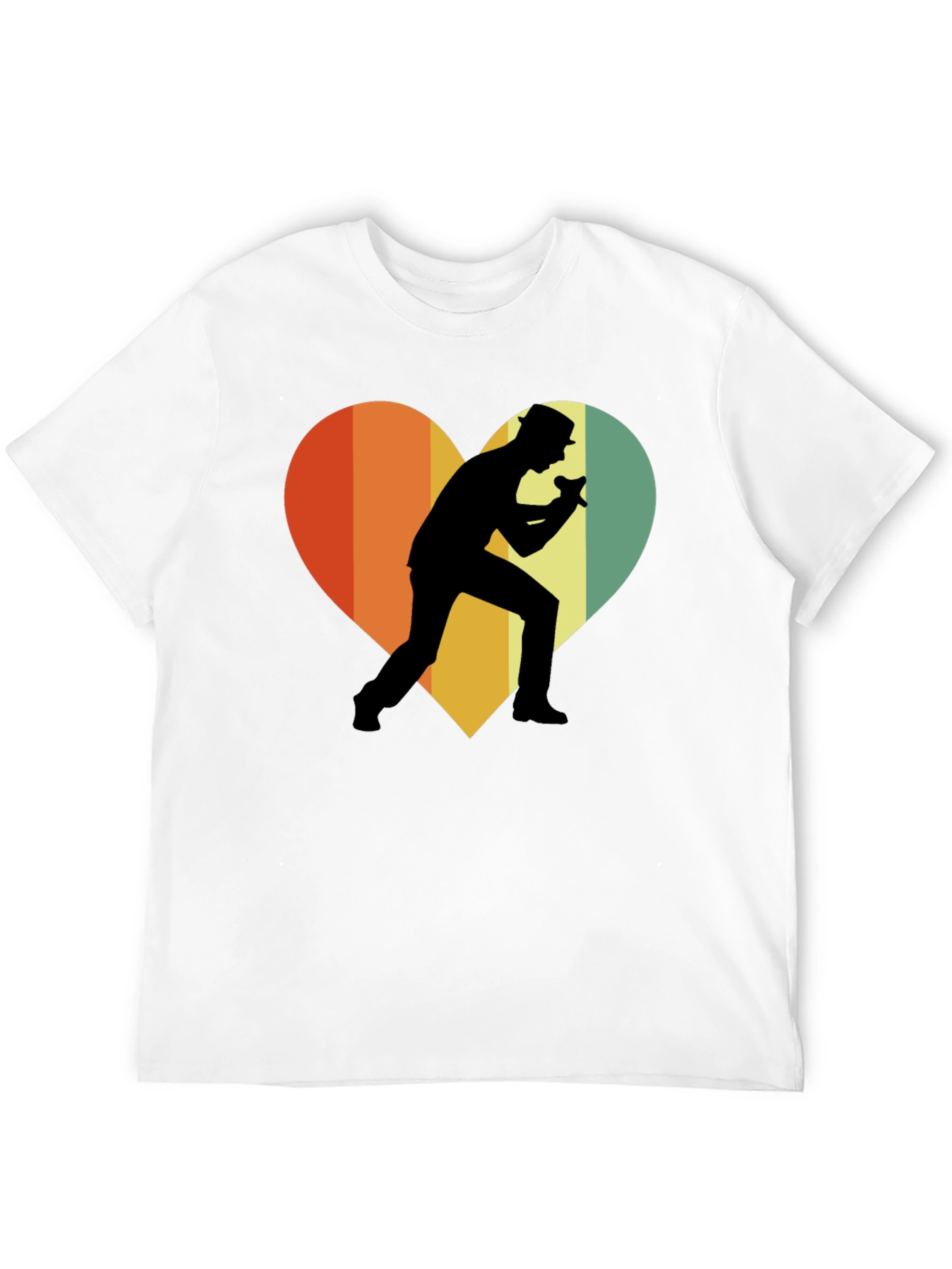 Retro Singer Heart T-Shirt - Black