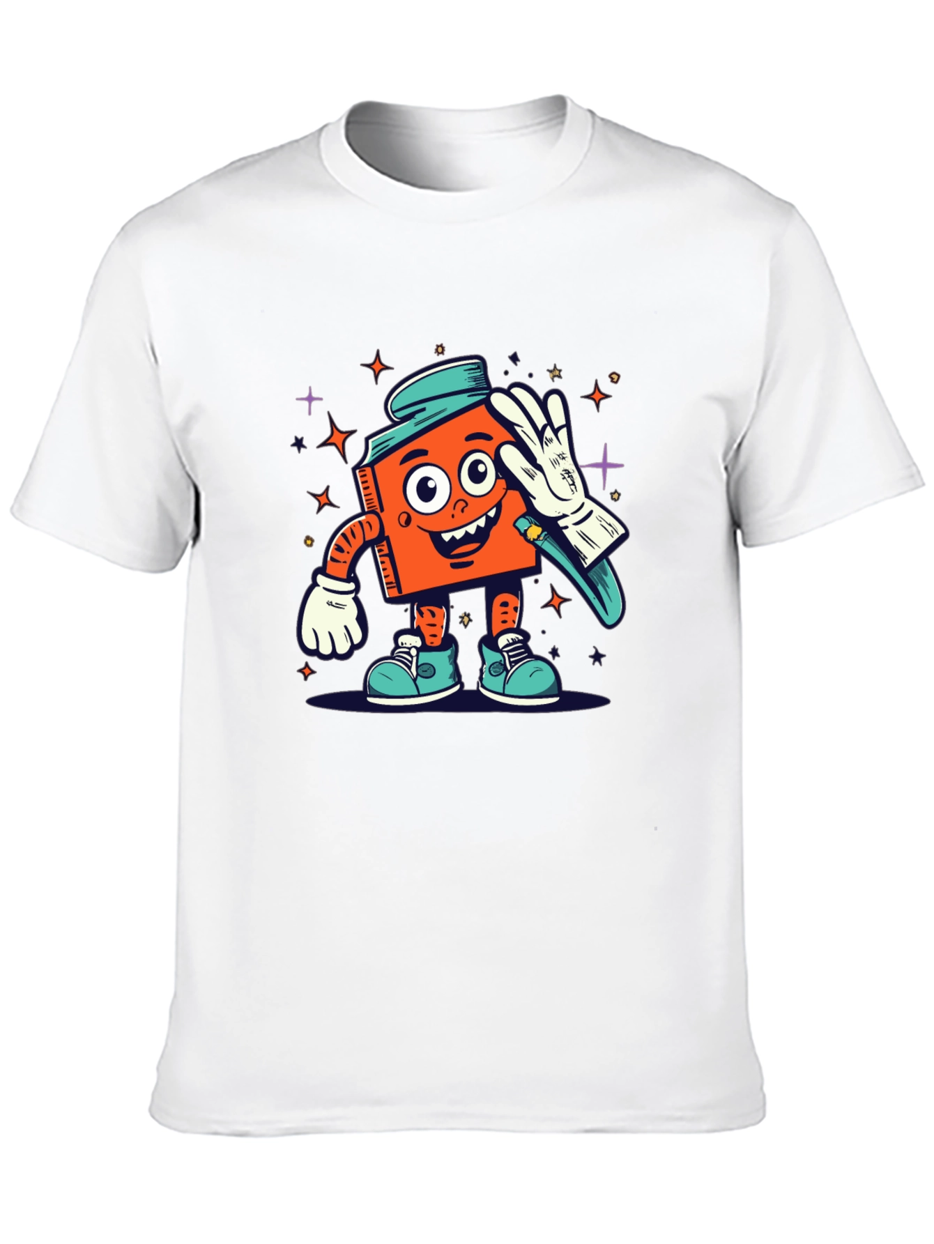 Cartoon Character Graphic Tee - Black