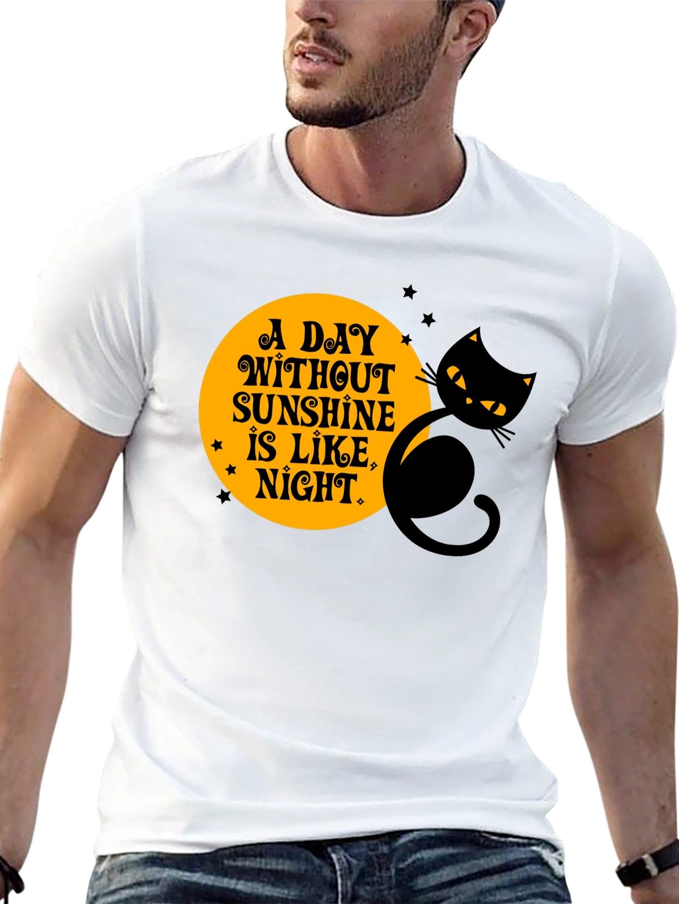 Black Cat Halloween T-Shirt - A Day Without Sunshine