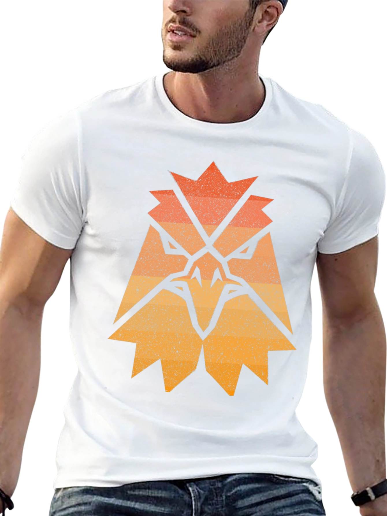 Abstract Eagle Graphic Print Black T-Shirt