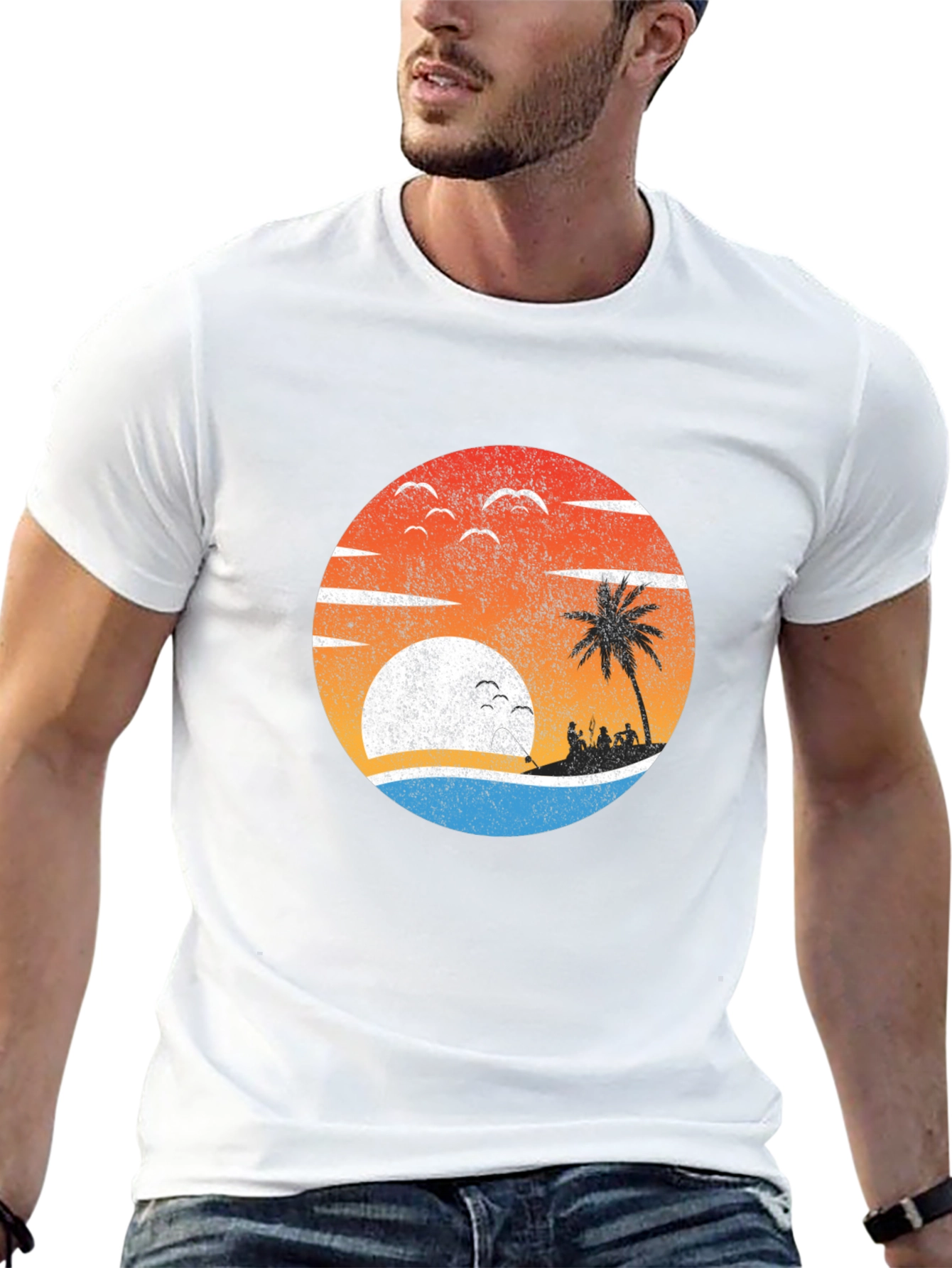 Retro Sunset Palm Tree Graphic Tee