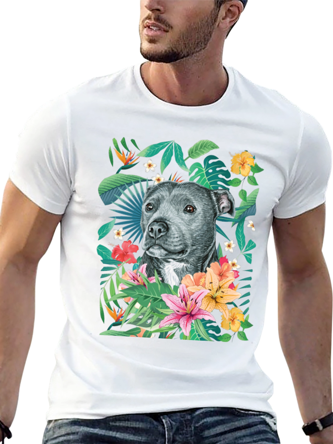 Tropical Pitbull Graphic Tee