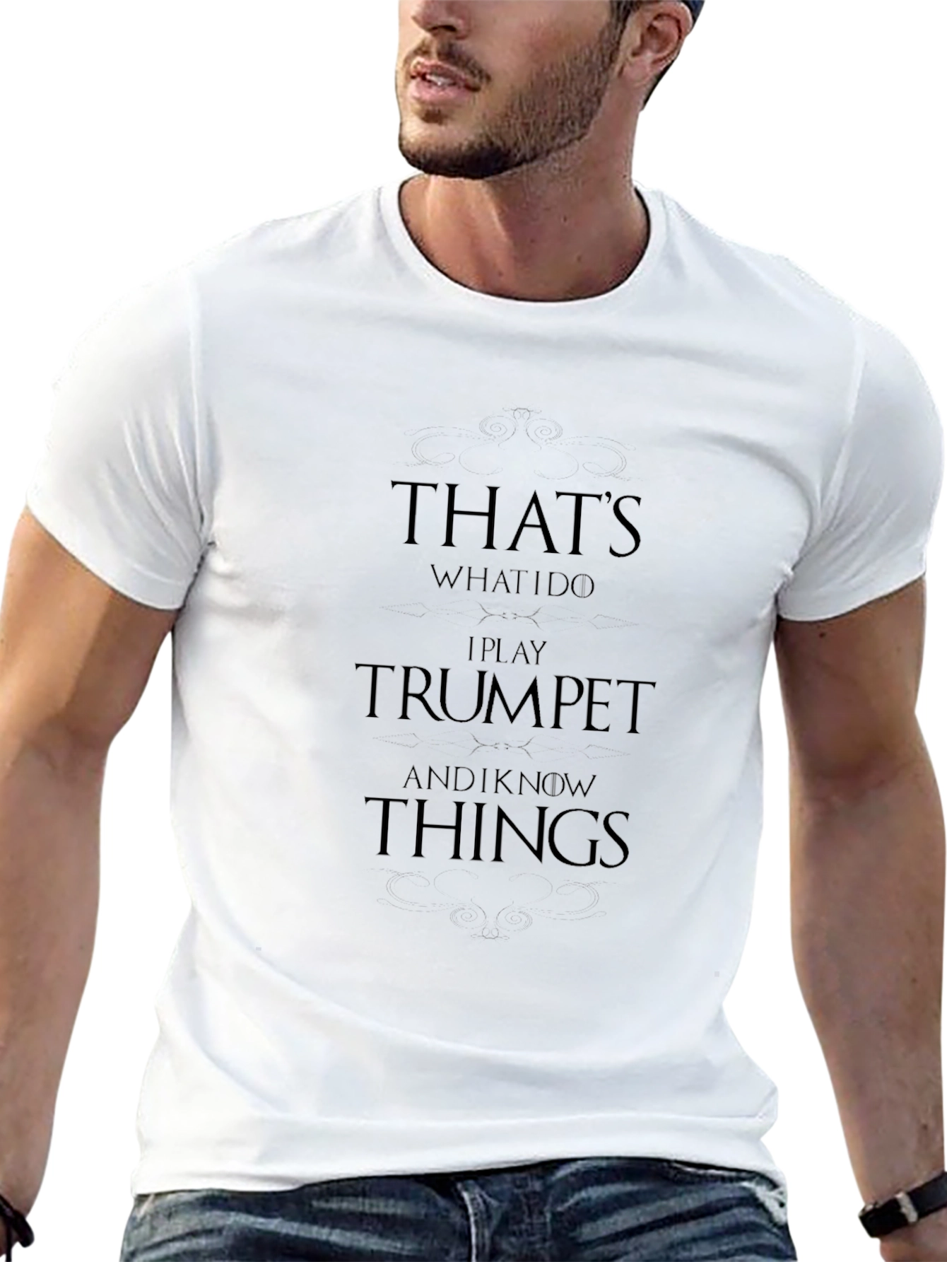 Trumpet Player Black T-Shirt Funny Musician Tee