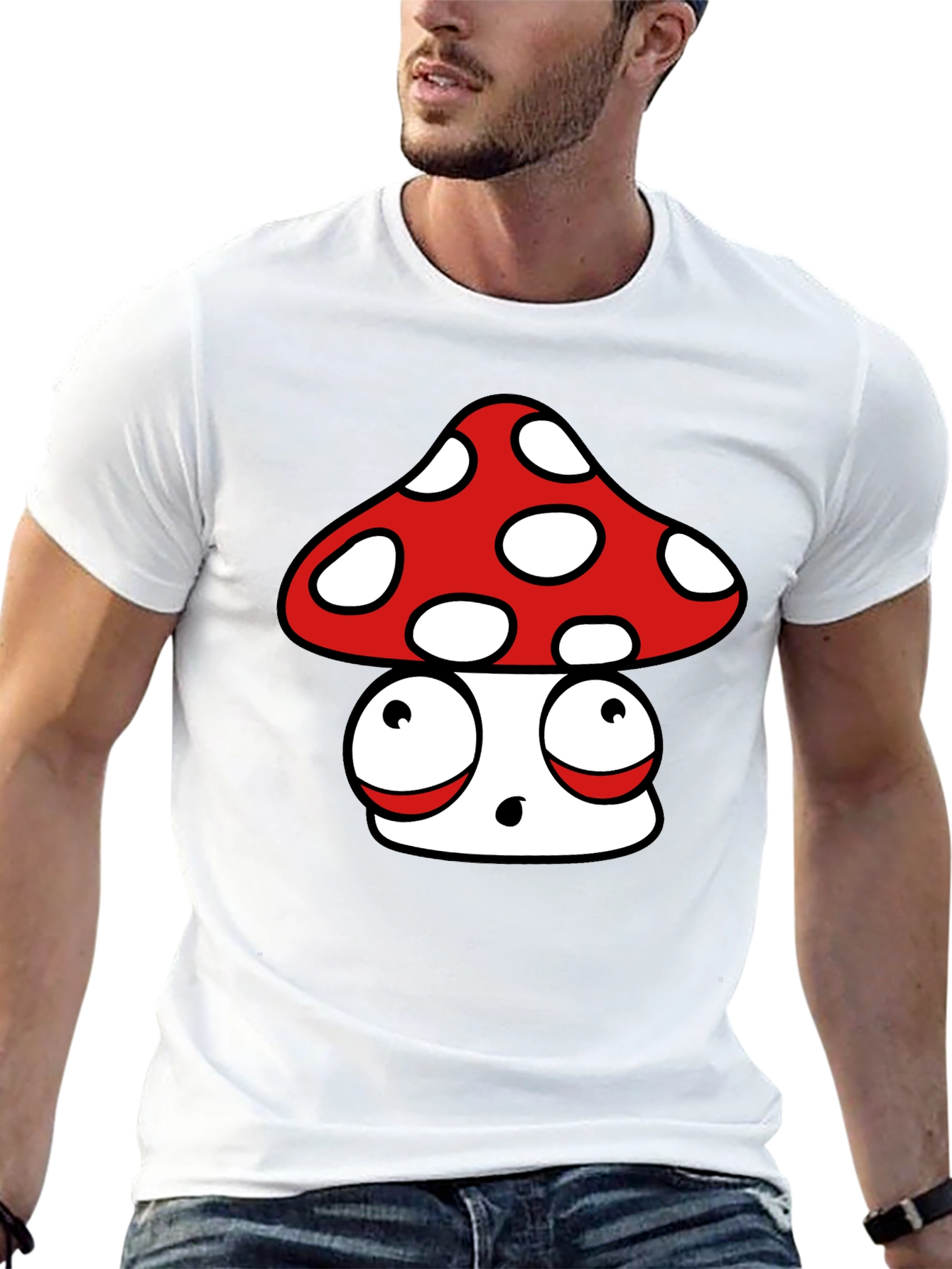 Cartoon Mushroom Graphic T-Shirt