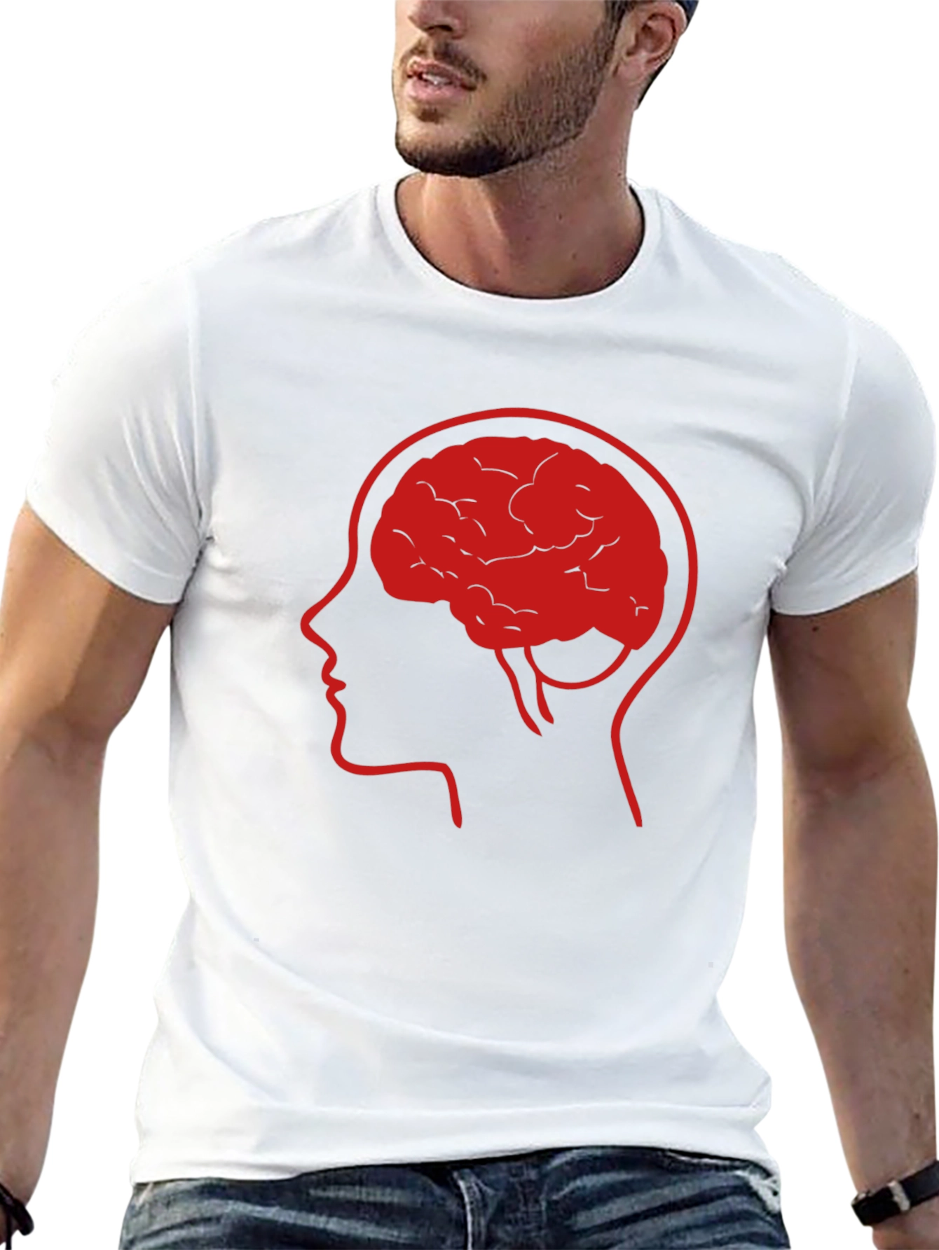 Brain Power Tee - Thinking Man Graphic T-Shirt