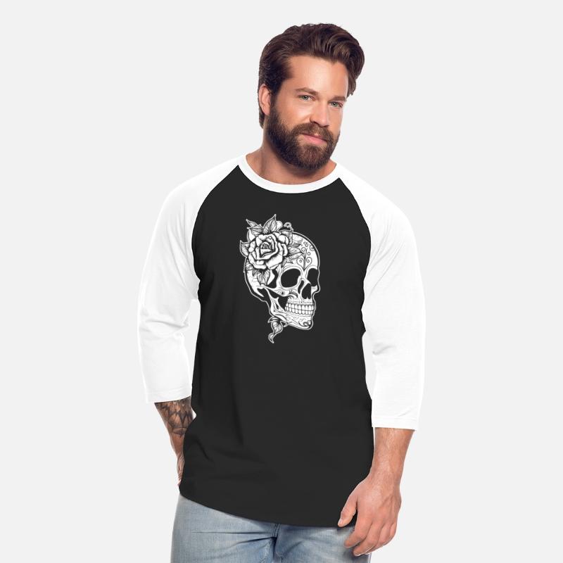 Skull Dia de los Muertos Halloween Tattoo Rose
