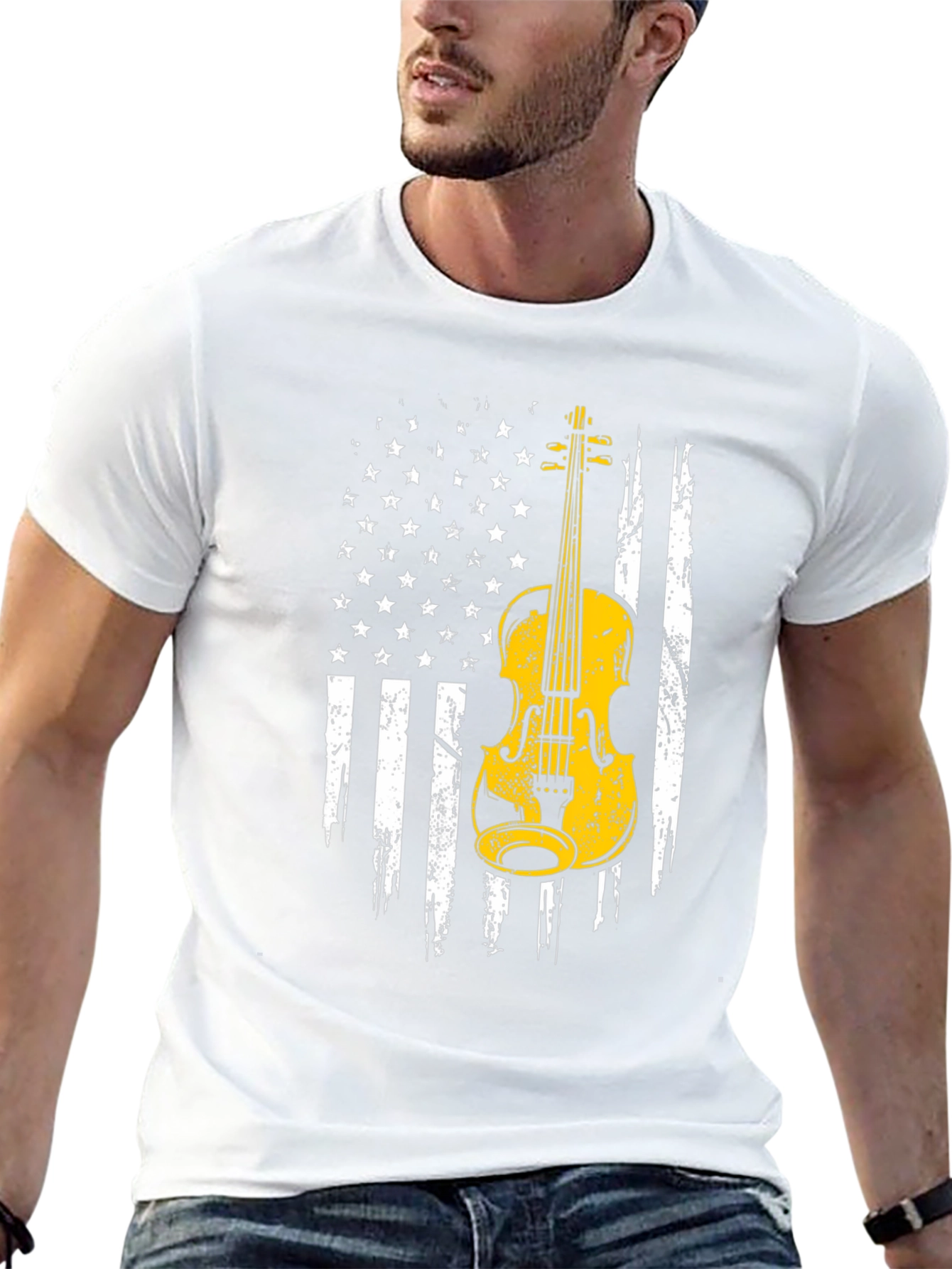 Violin American Flag Graphic Tee