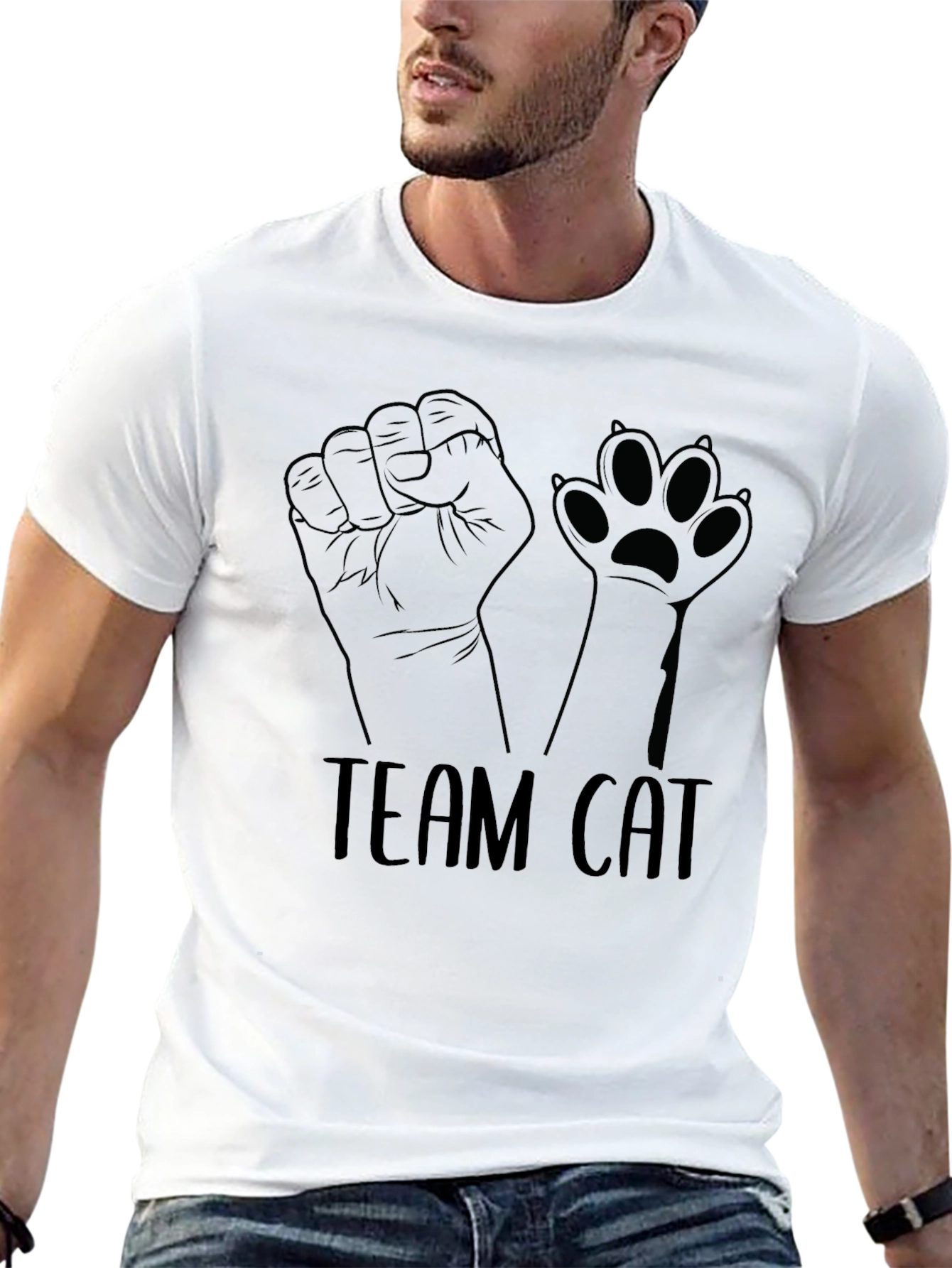Team Cat Graphic T-Shirt - Black Cotton Tee