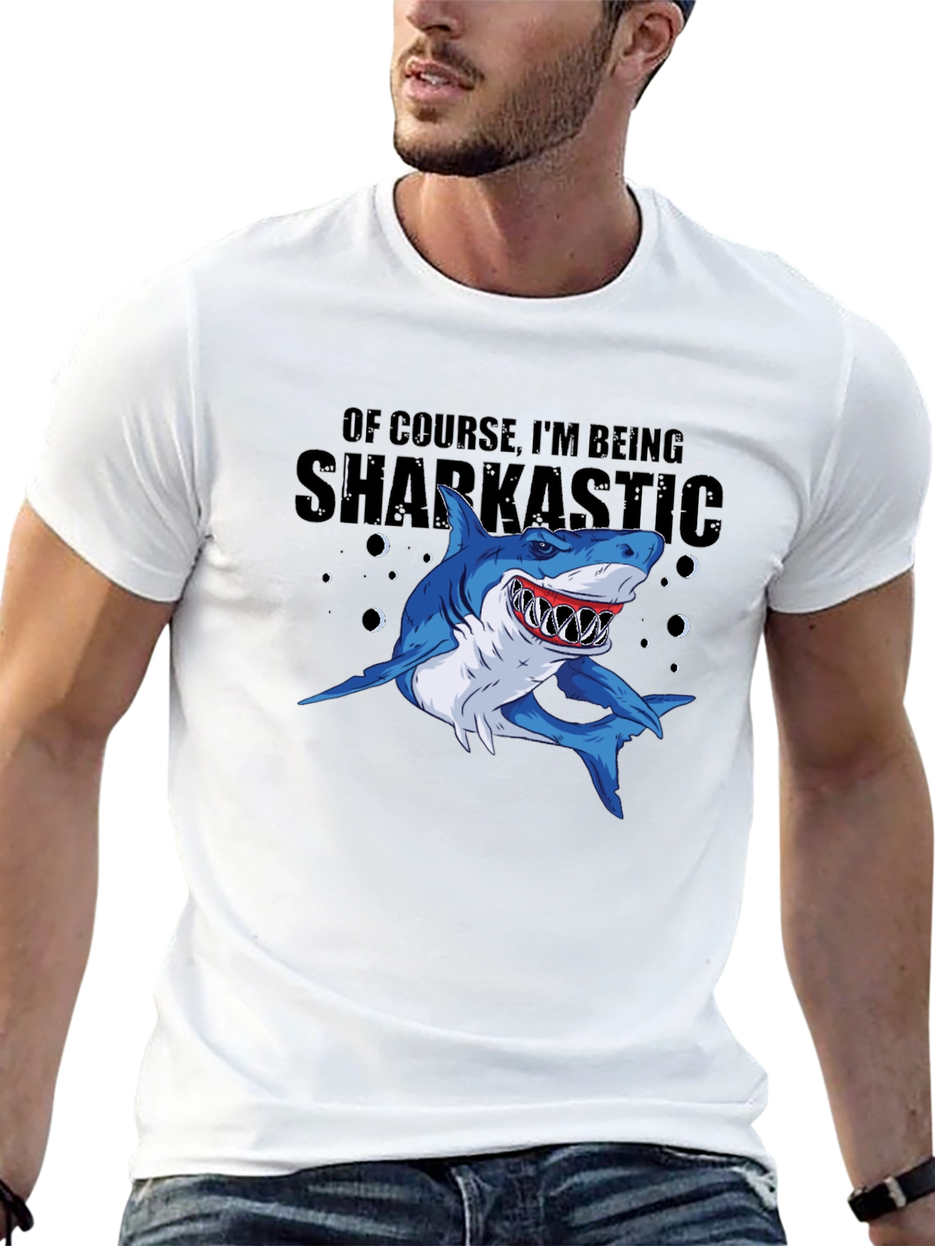 Sharkastic Graphic Print T-Shirt
