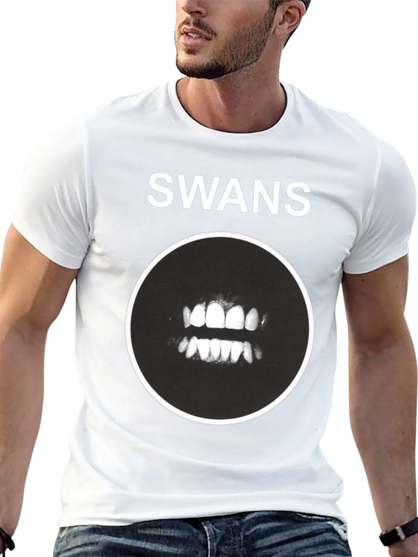 Swans Band Teeth Graphic Black T-Shirt