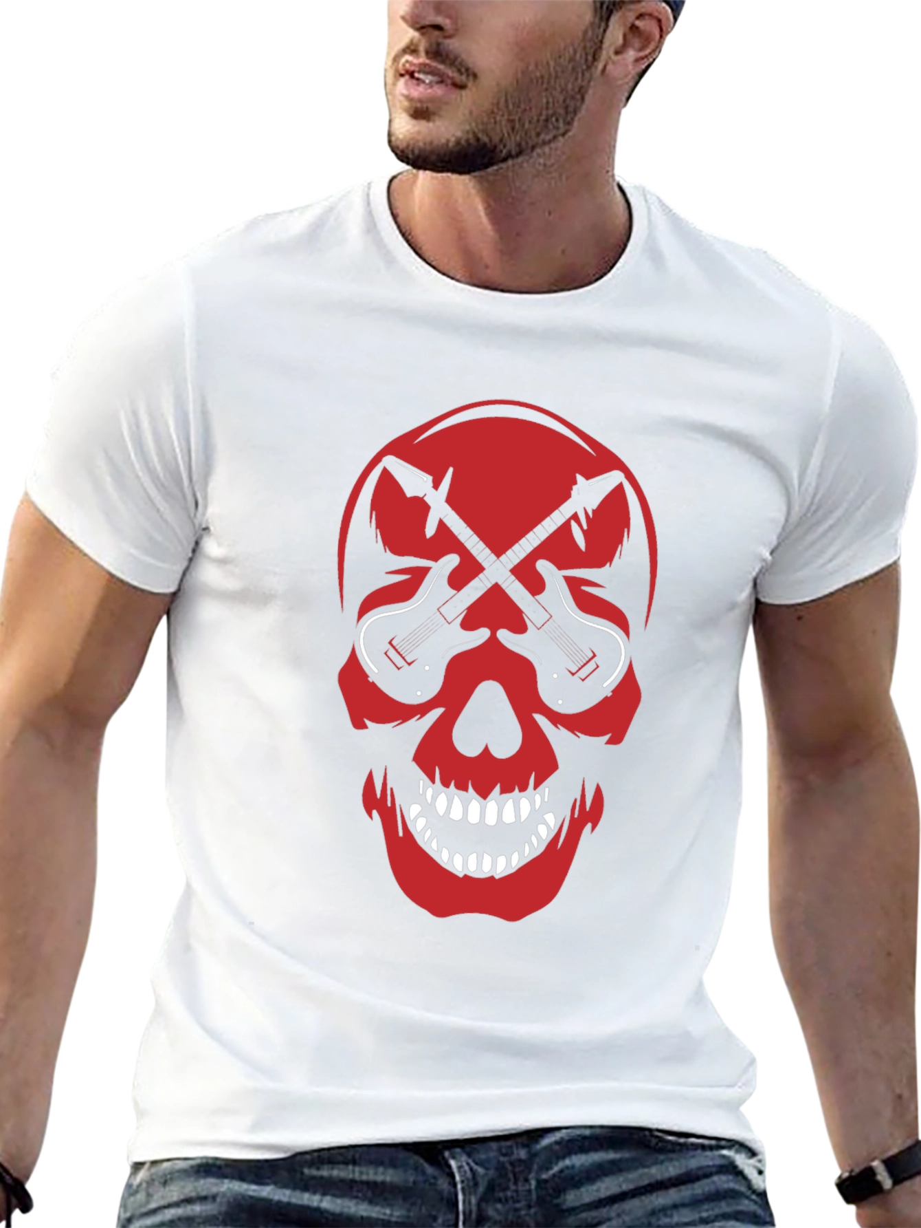 Skull & Guitar Graphic Tee - Rock Inspired T-Shirt