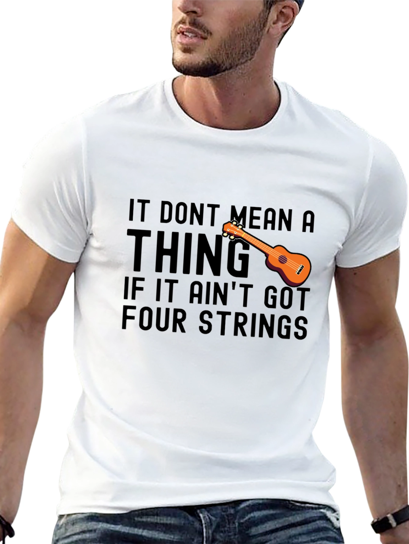 Ukulele T-Shirt: It Dont Mean a Thing Four Strings