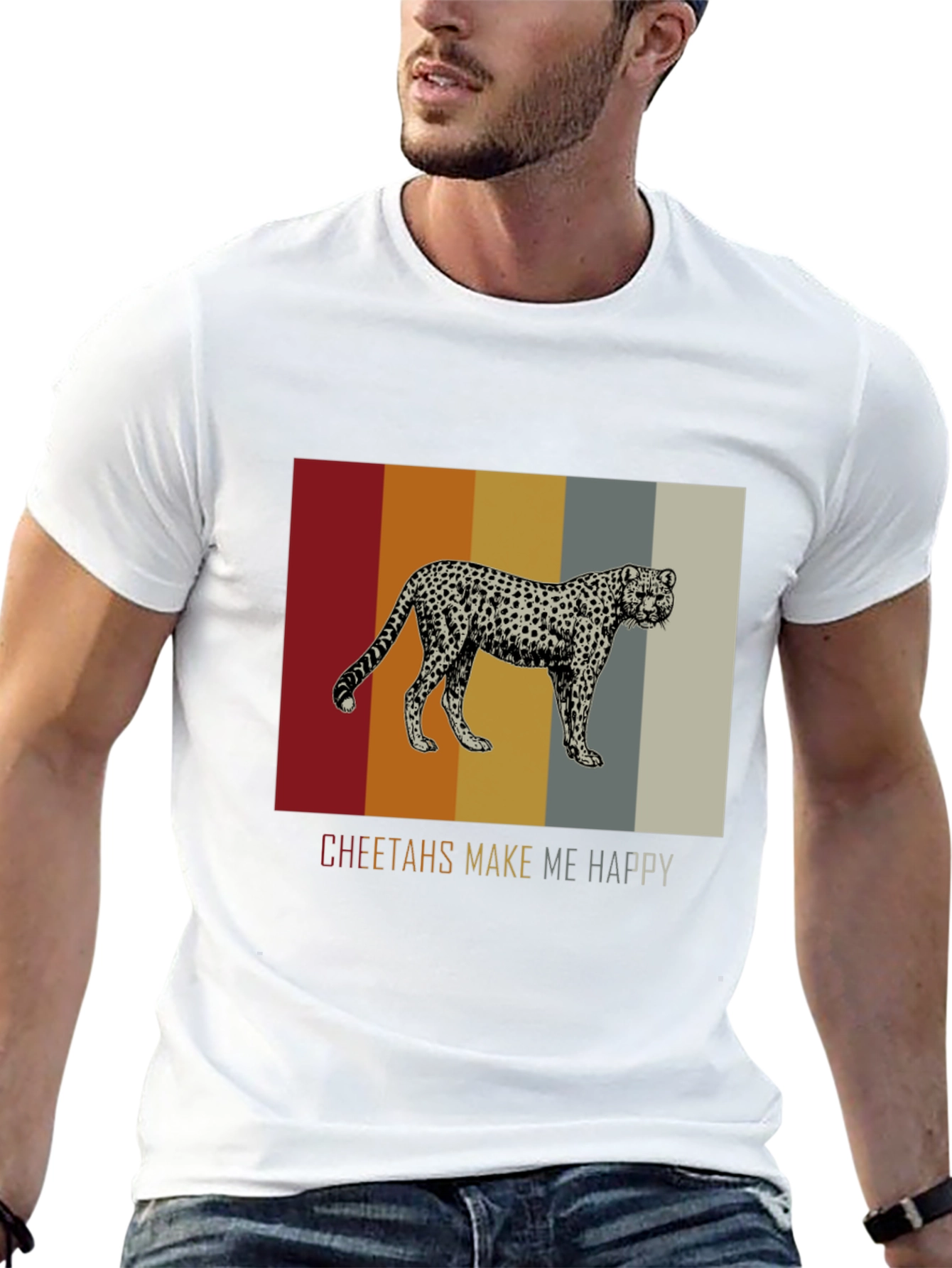 Cheetahs Make Me Happy Black Graphic Tee