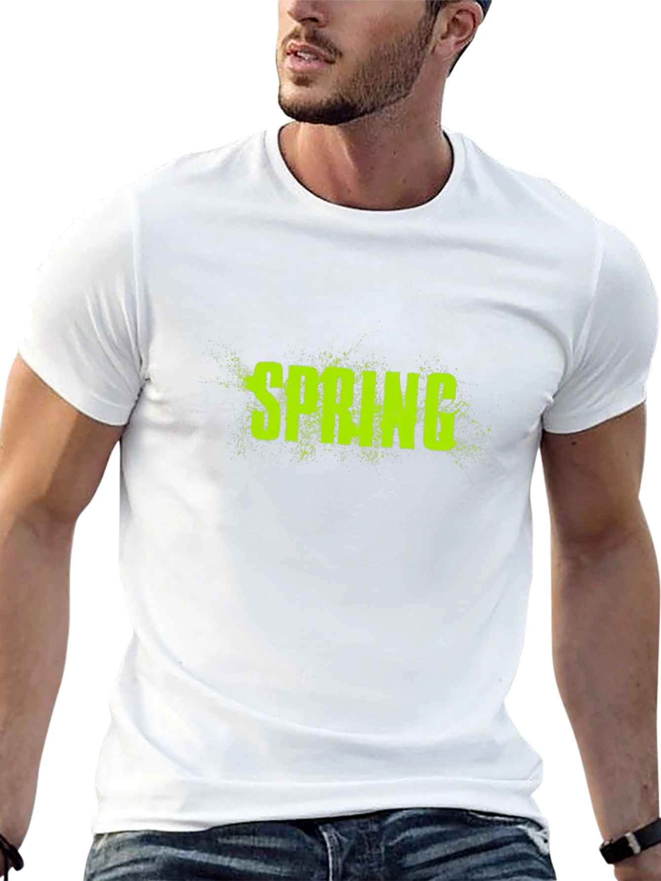 Spring Graphic Tee - Black Cotton Casual T-Shirt