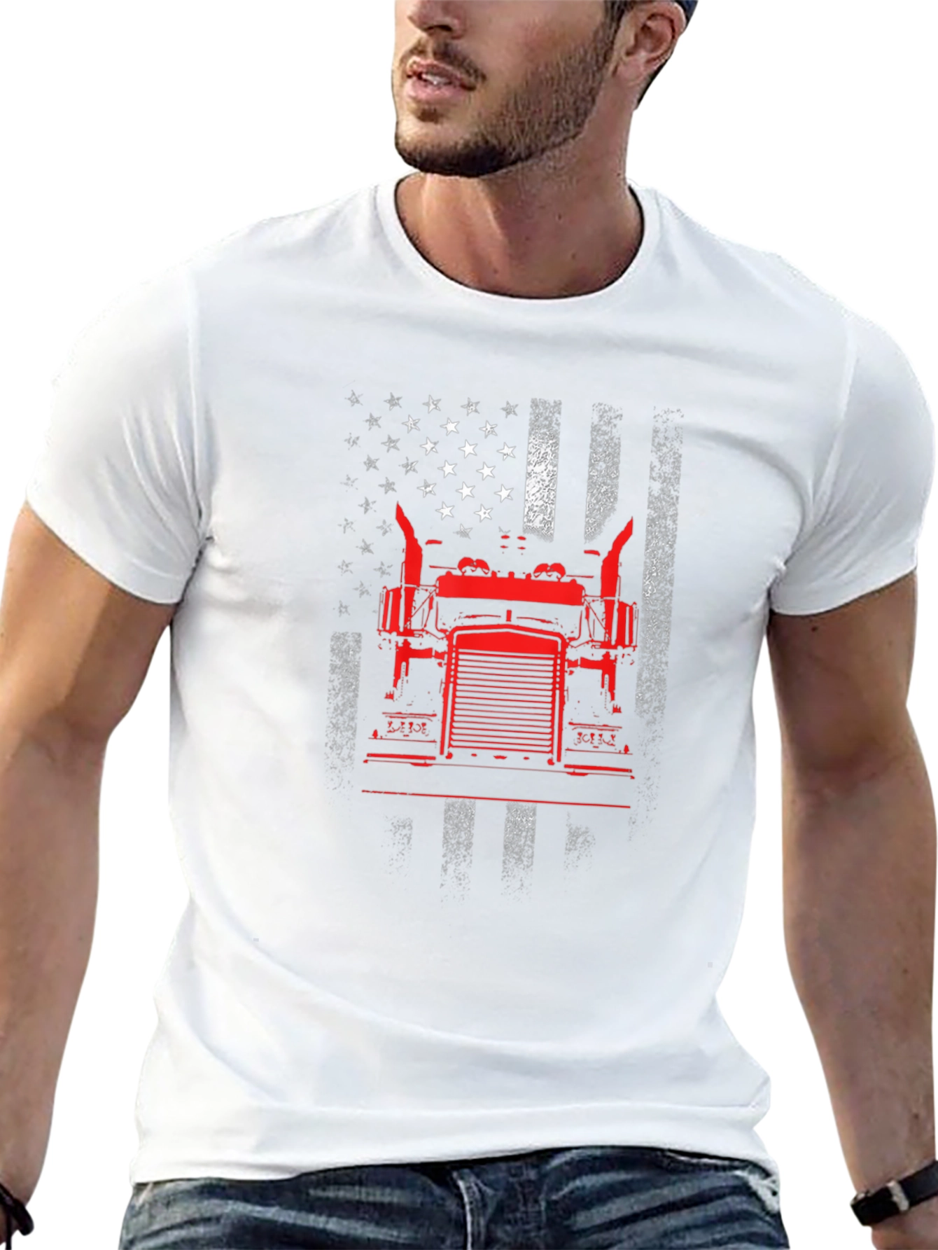 American Flag Trucker T-Shirt - Patriotic Style