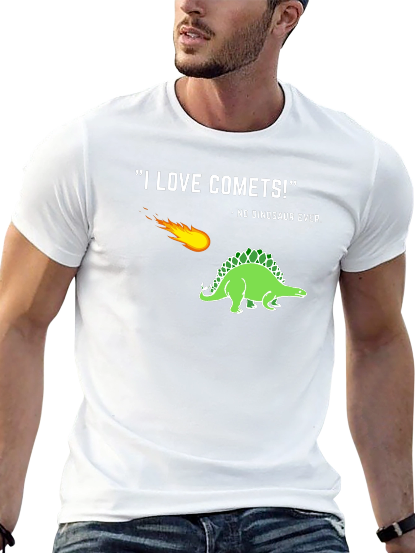 Comets Funny Dinosaur T-Shirt - Black Tee