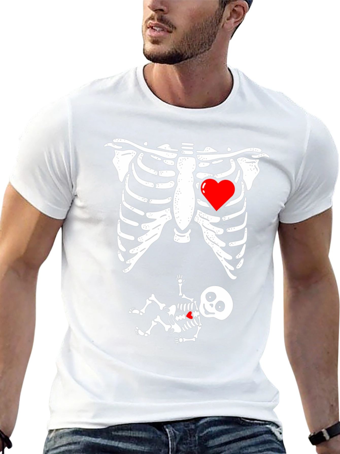Skeleton Baby Bump T-Shirt Funny Halloween Pregnancy Tee
