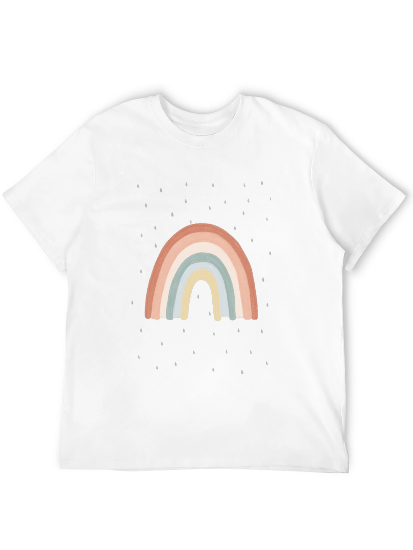 Retro Rainbow Rain Graphic Tee - Black Casual Shirt
