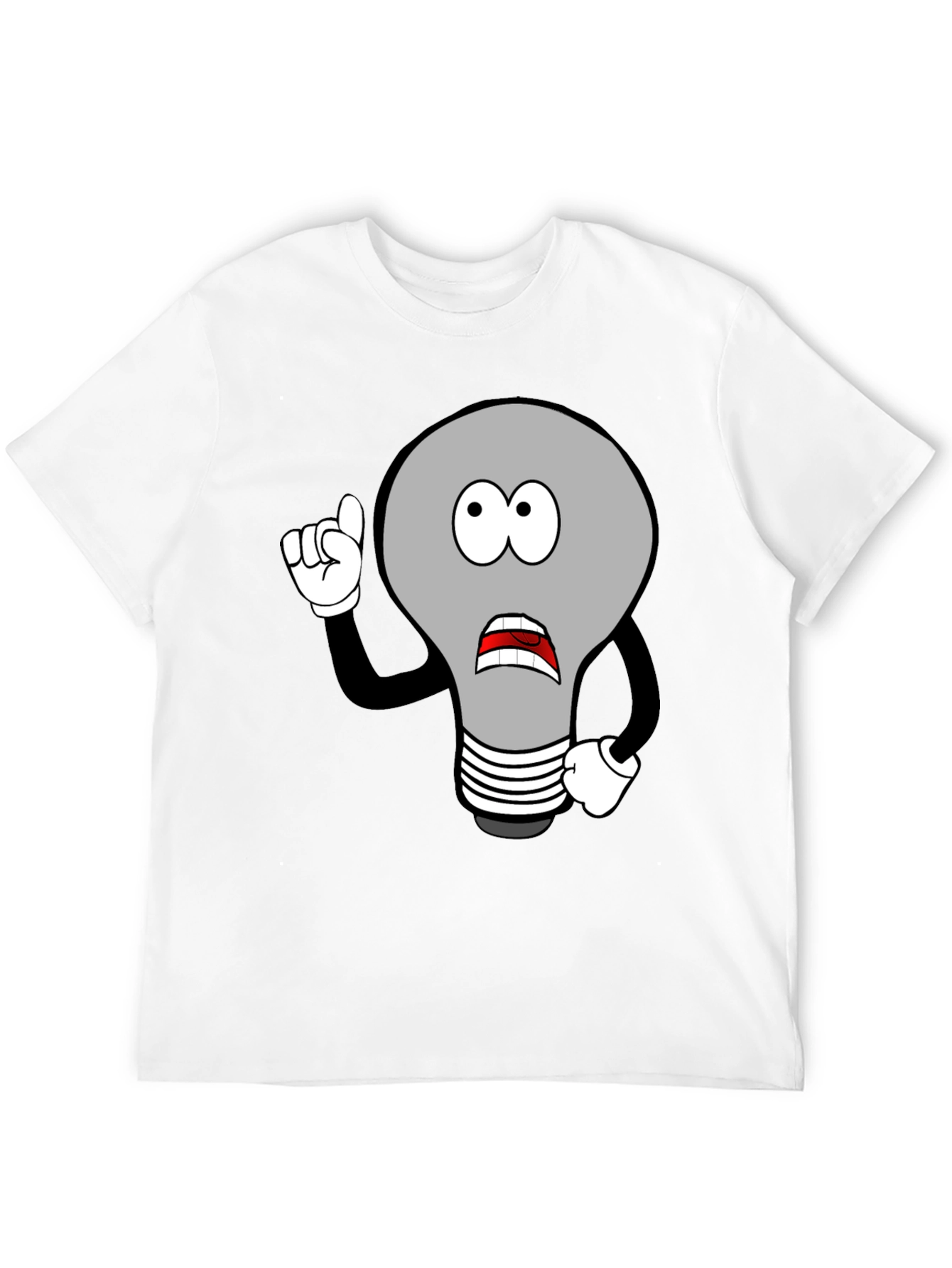 Cartoon Light Bulb Graphic Black T-Shirt