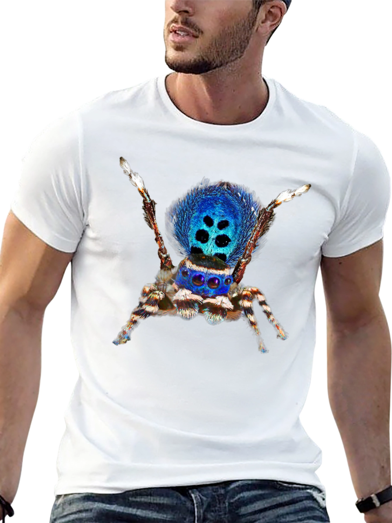 Blue Spider Graphic Tee - Unique Insect Design