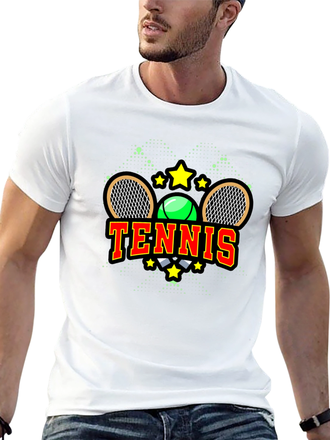 Tennis Graphic Tee - Black Cotton Blend