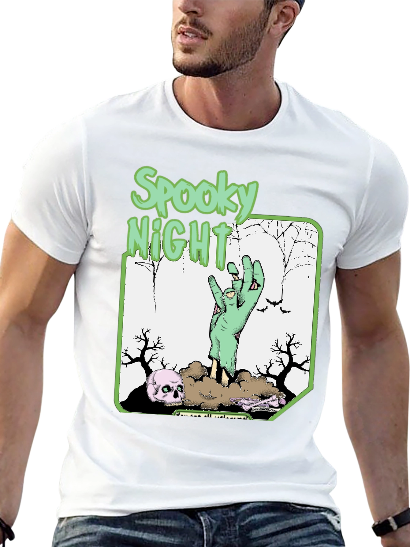Spooky Night Zombie Hand T-Shirt - Halloween Graphic Tee