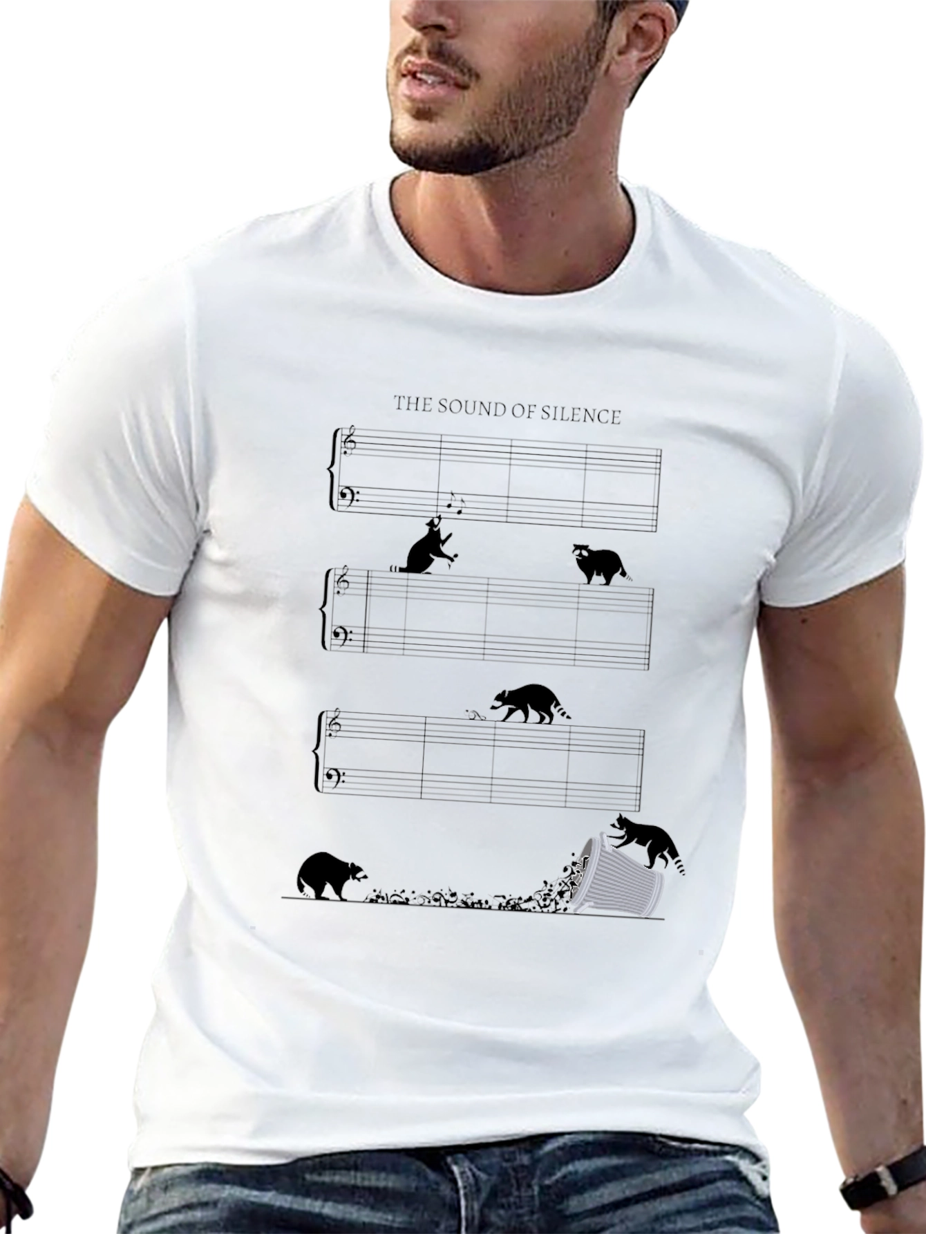 Sound of Silence Music Sheet Black T-Shirt