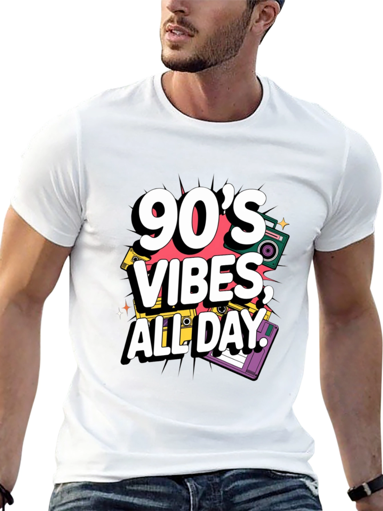 90s Vibes Graphic Tee - Retro Style Black T-Shirt