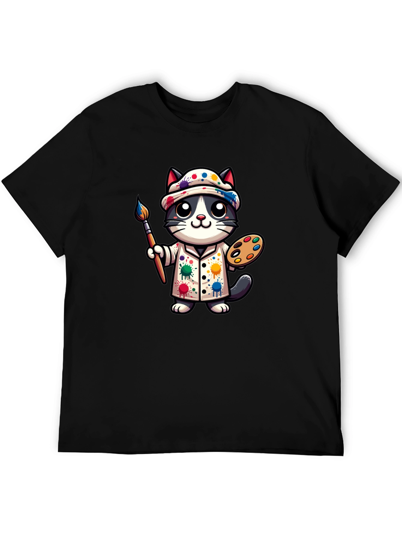 Artist Cat Graphic T-Shirt - Unique Design