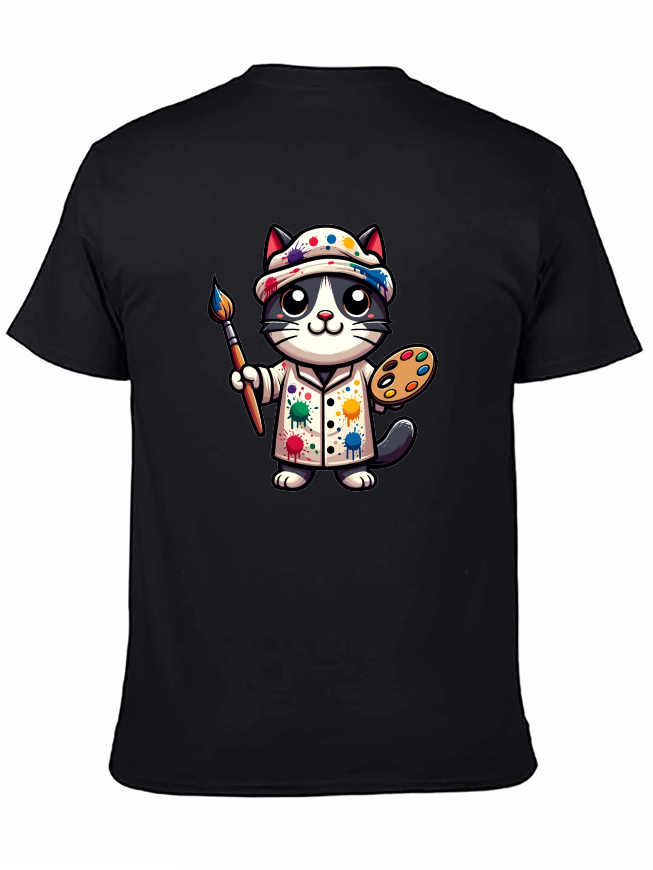 Artist Cat Graphic T-Shirt - Unique Design