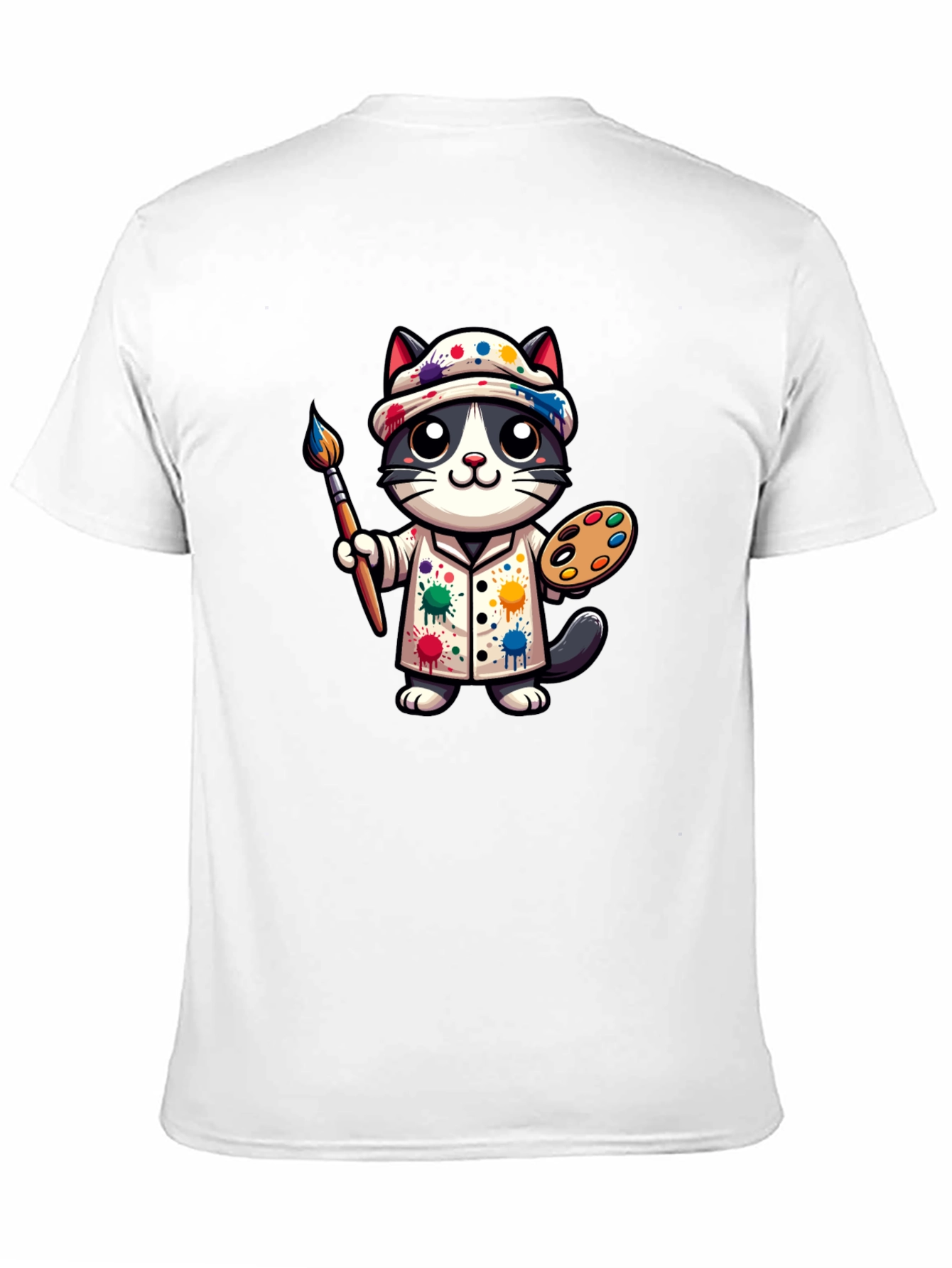 Artist Cat Graphic T-Shirt - Unique Design