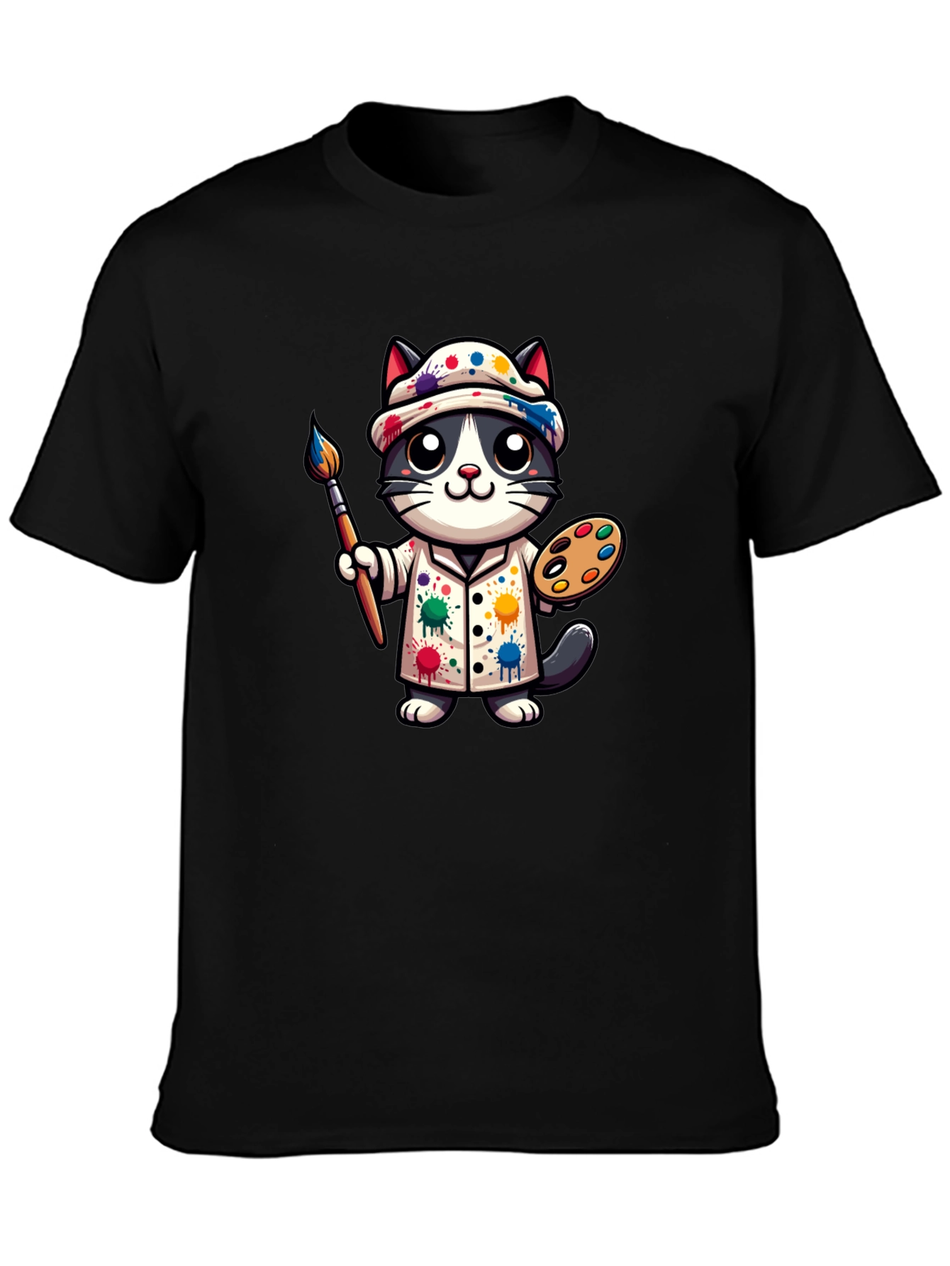 Artist Cat Graphic T-Shirt - Unique Design