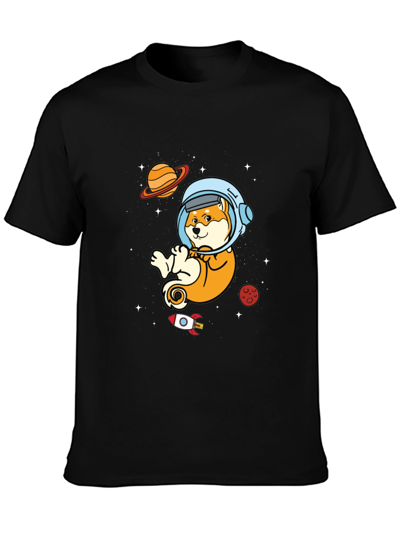 Astronaut Shiba Inu Black T-Shirt