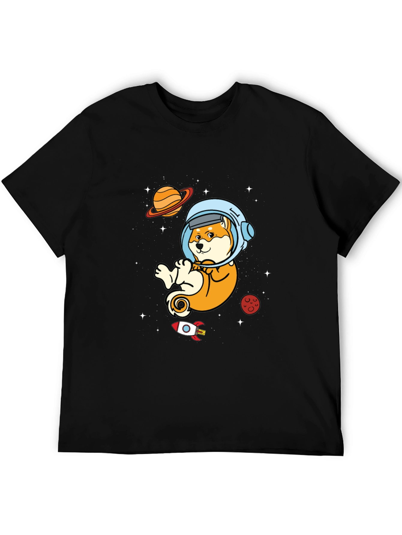 Astronaut Shiba Inu Black T-Shirt