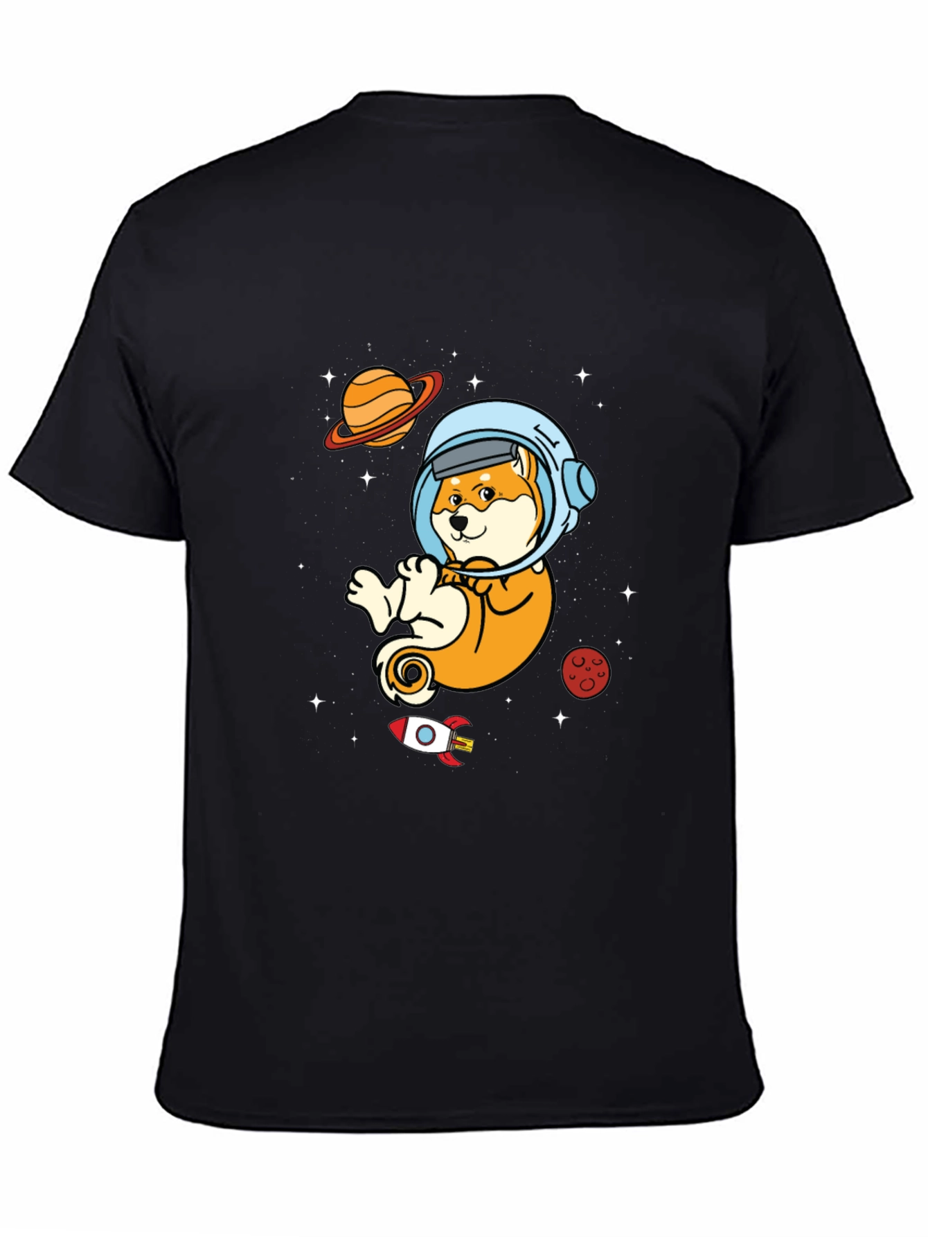Astronaut Shiba Inu Black T-Shirt
