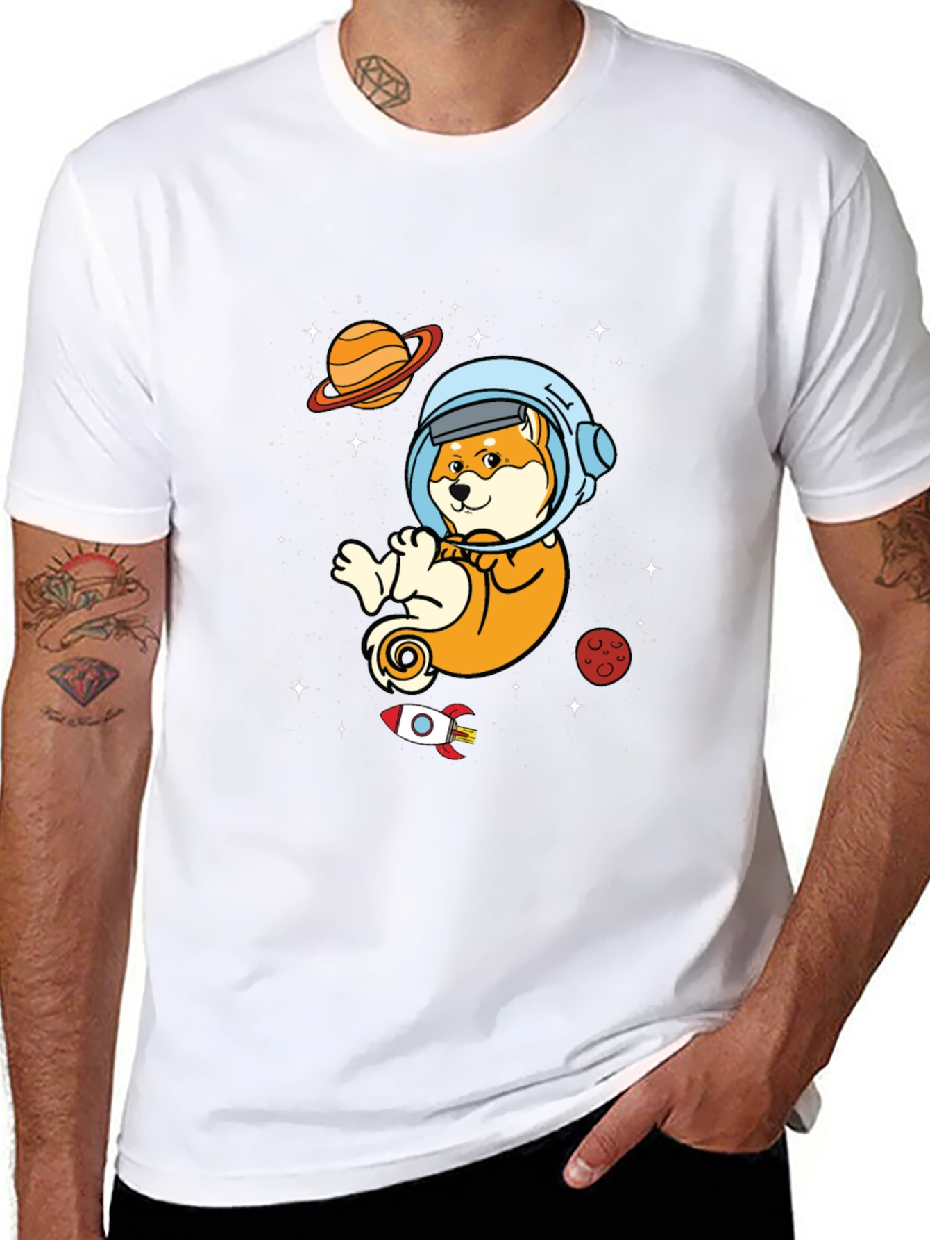 Astronaut Shiba Inu Black T-Shirt